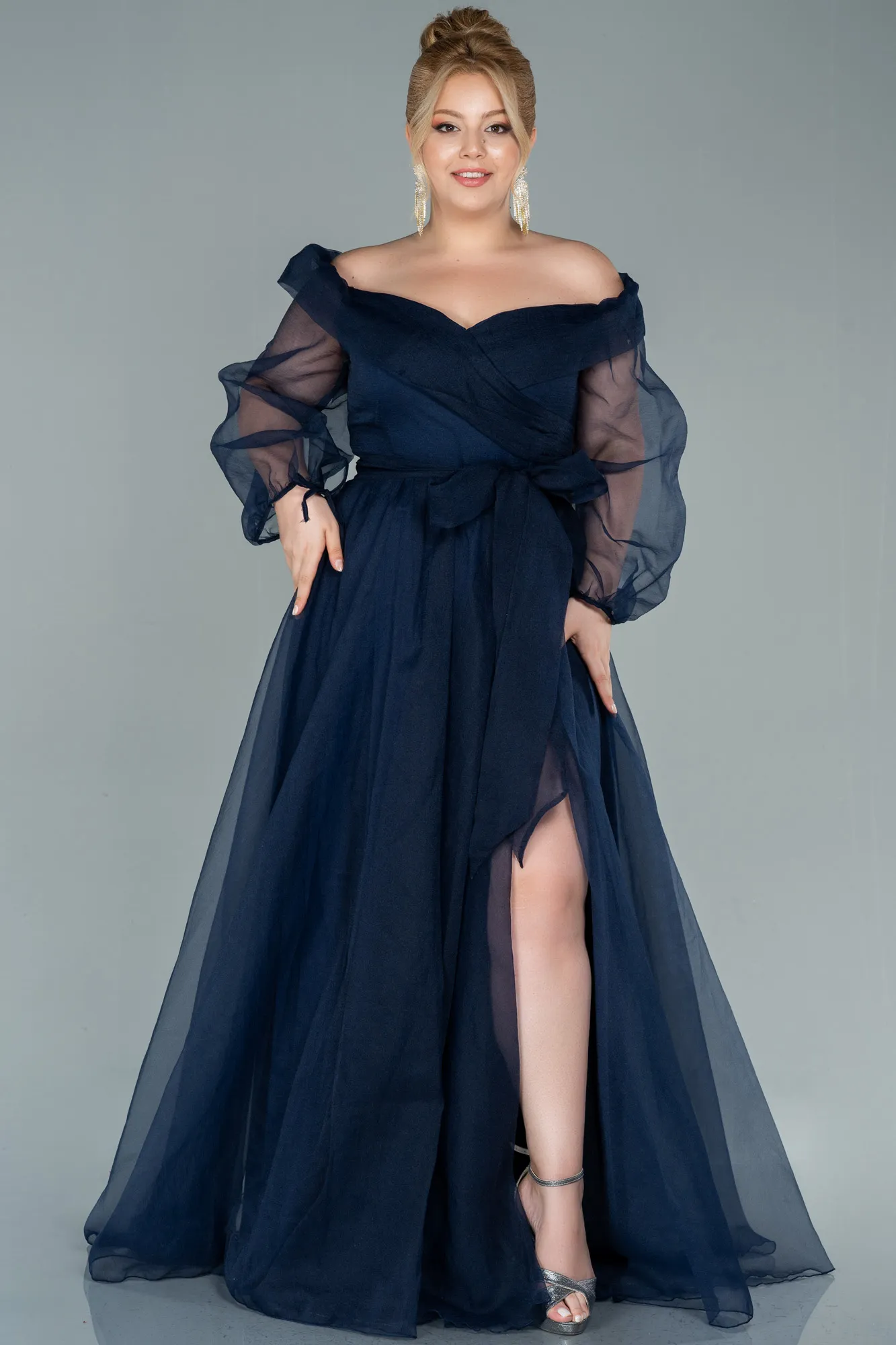 Navy Blue-Long Oversized Evening Dress ABU1535