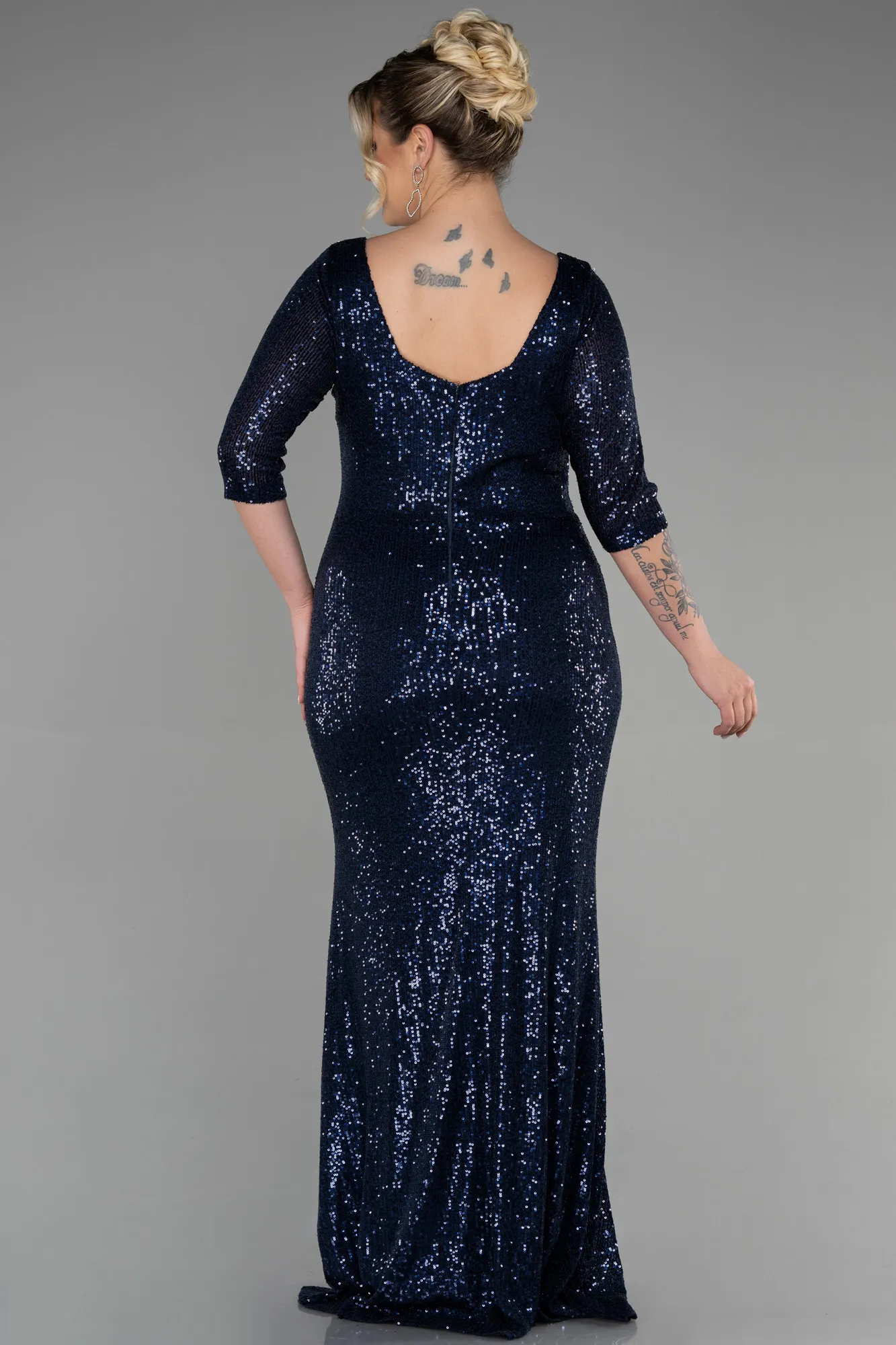 Navy Blue-Long Oversized Evening Dress ABU1697