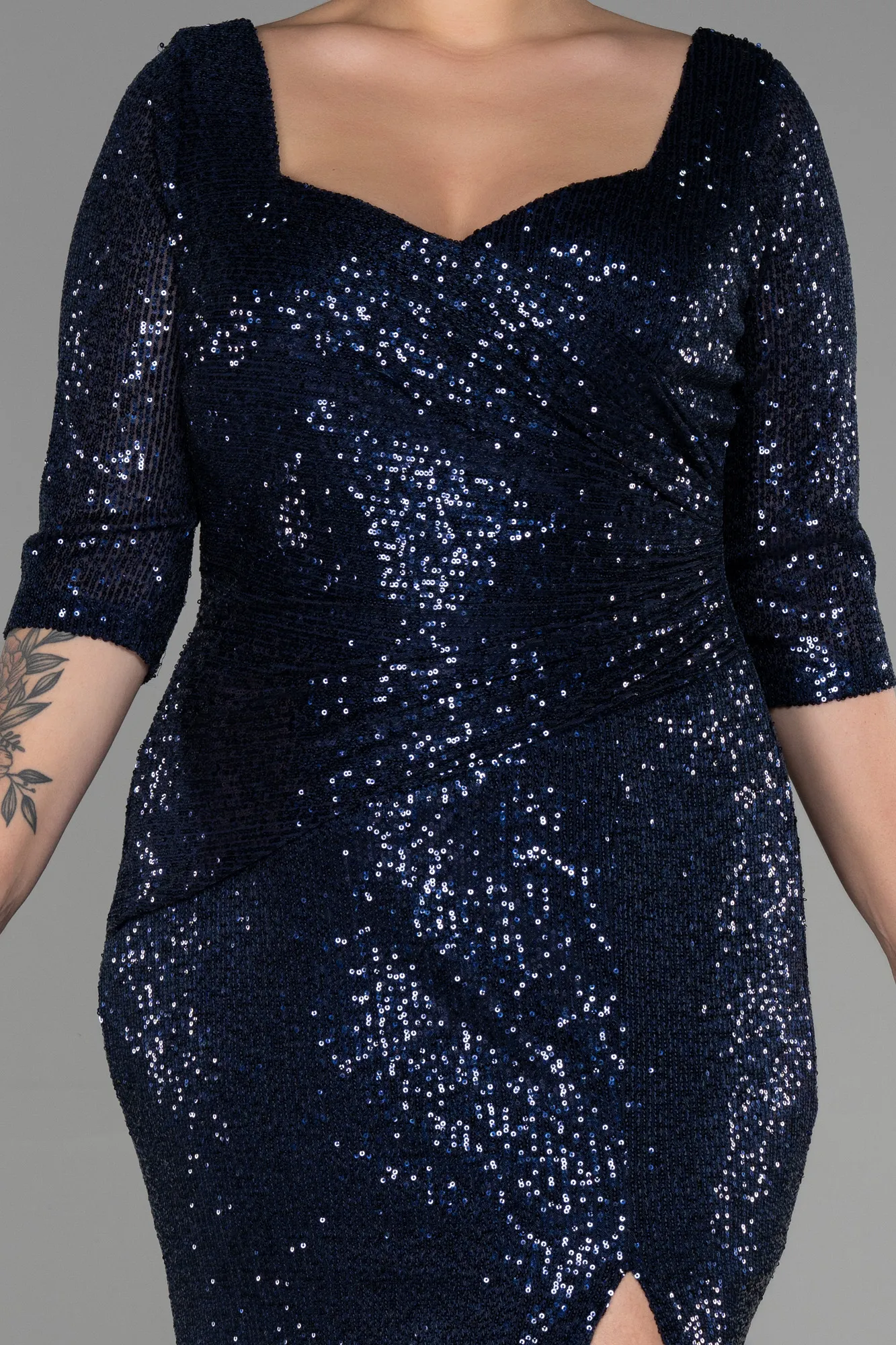 Navy Blue-Long Oversized Evening Dress ABU1697