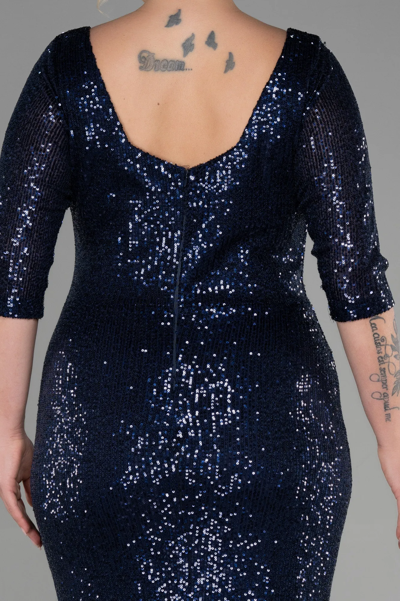 Navy Blue-Long Oversized Evening Dress ABU1697