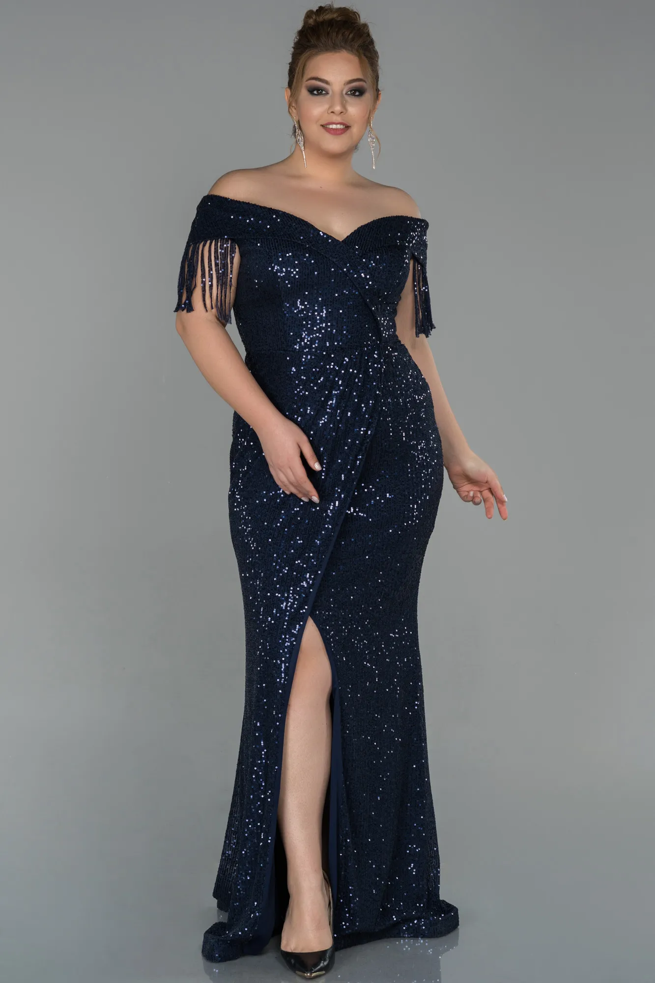 Navy Blue-Long Oversized Evening Dress ABU1745