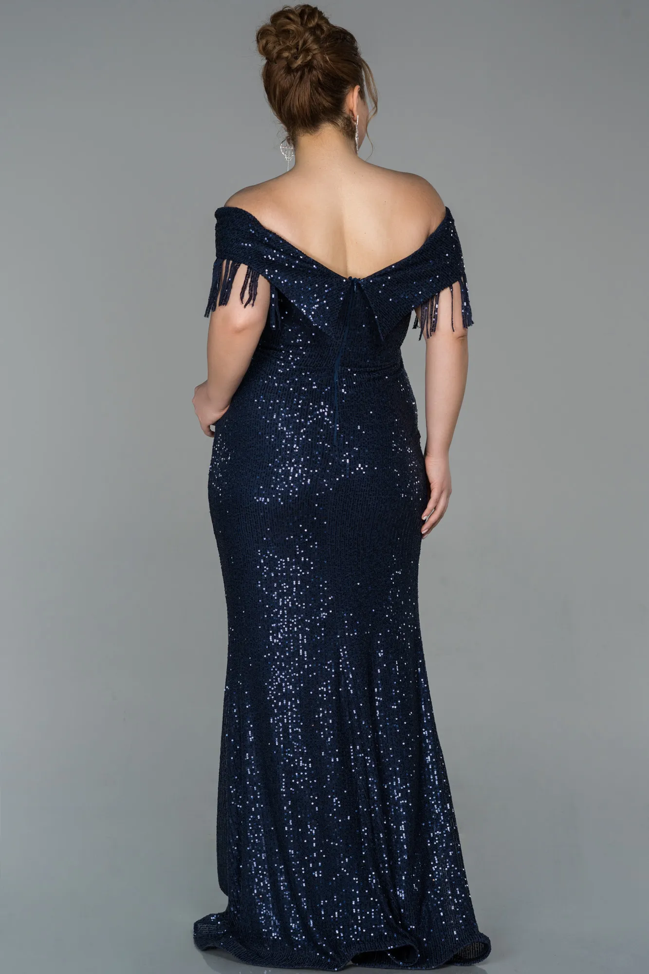 Navy Blue-Long Oversized Evening Dress ABU1745