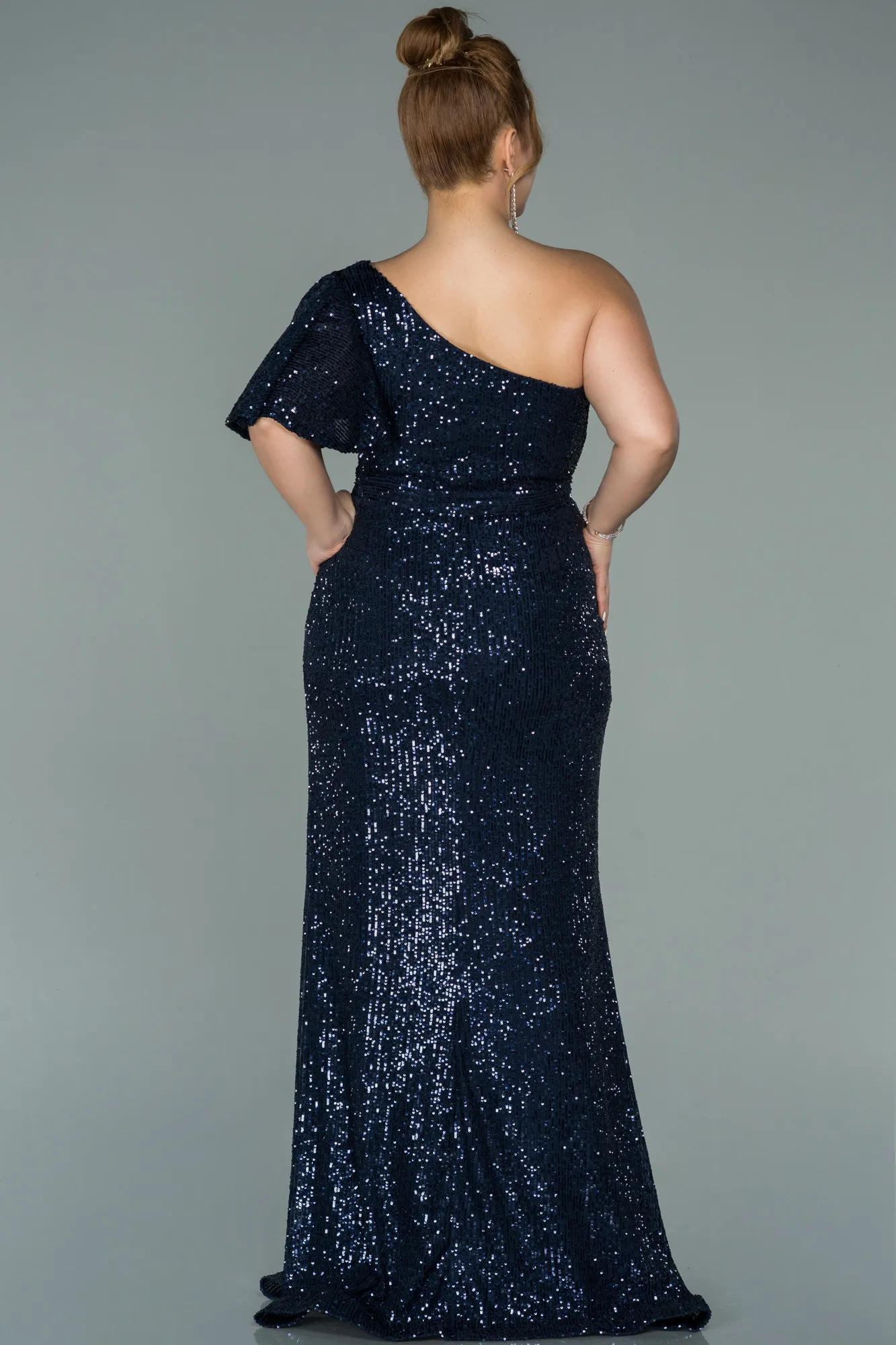 Navy Blue-Long Oversized Evening Dress ABU1893