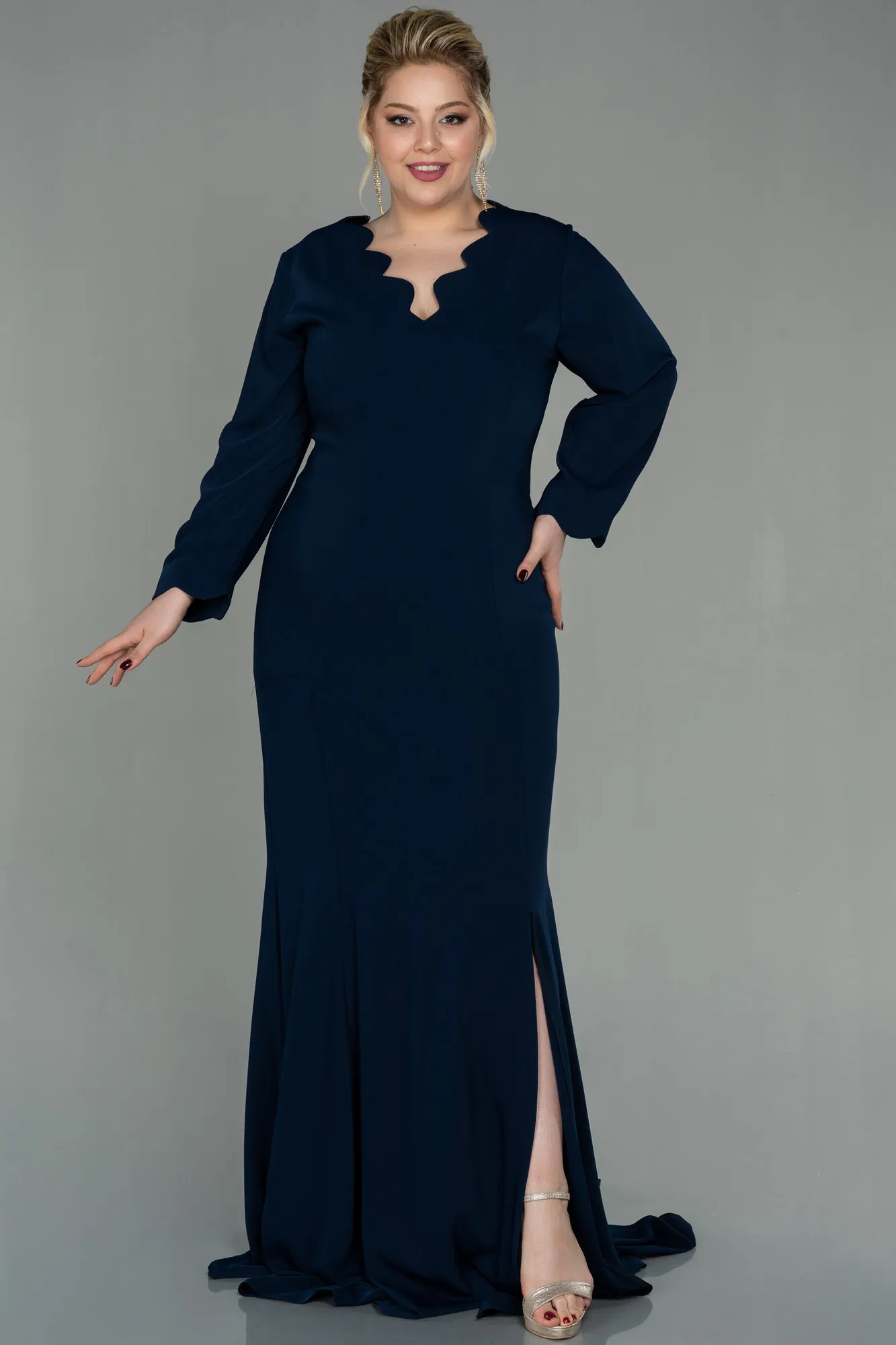 Navy Blue-Long Oversized Evening Dress ABU2213