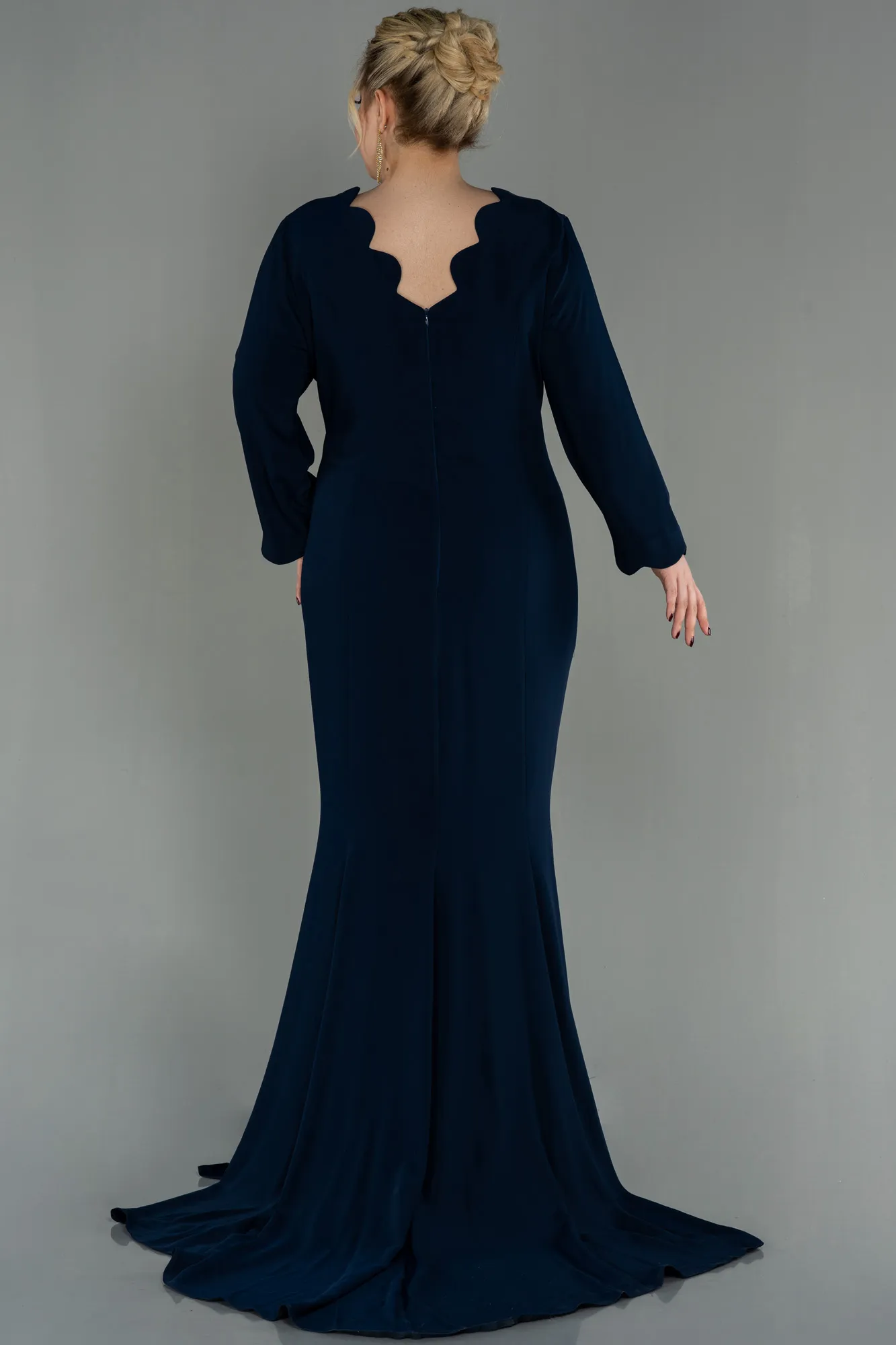 Navy Blue-Long Oversized Evening Dress ABU2213