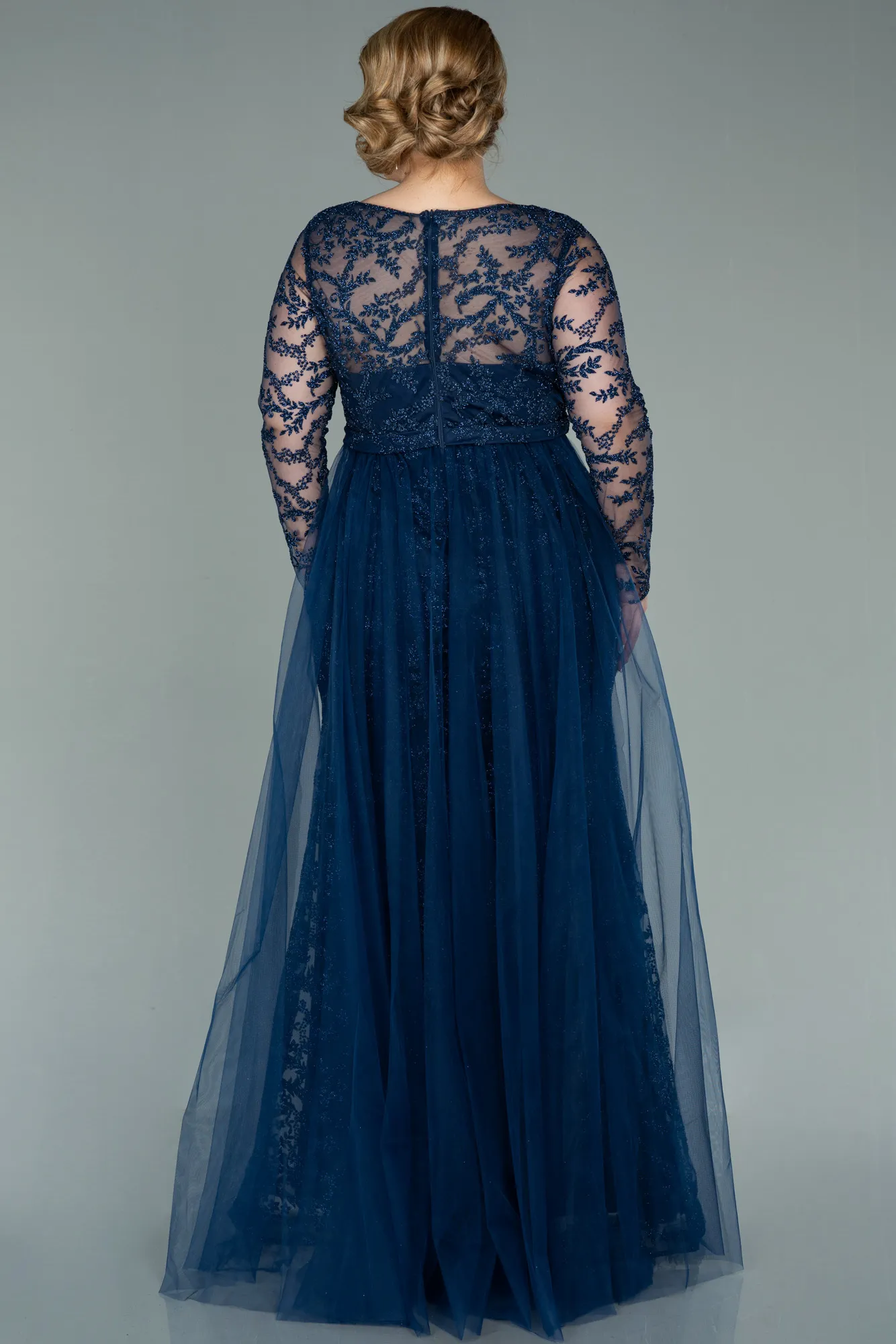 Navy Blue-Long Oversized Evening Dress ABU2238