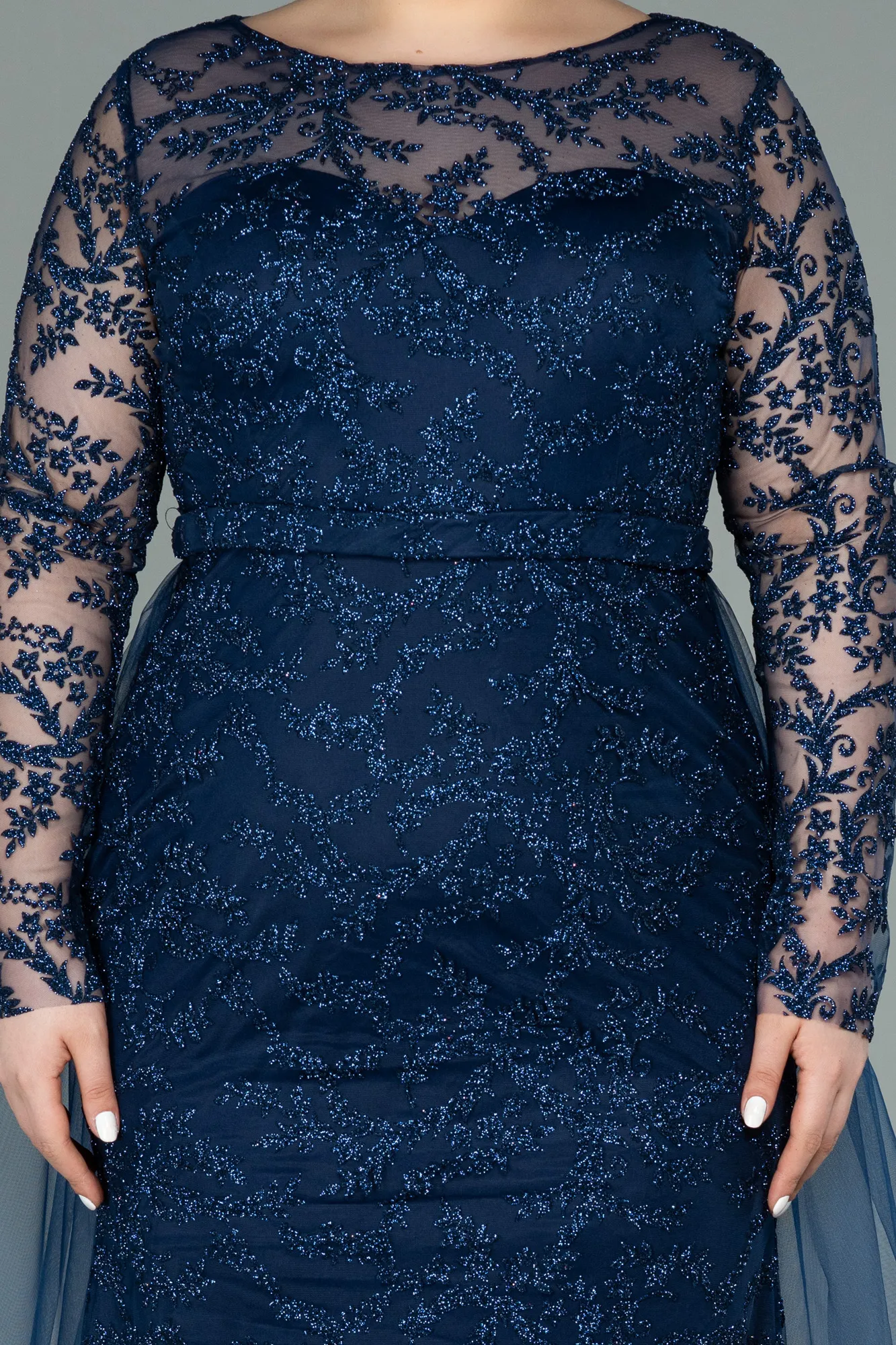 Navy Blue-Long Oversized Evening Dress ABU2238