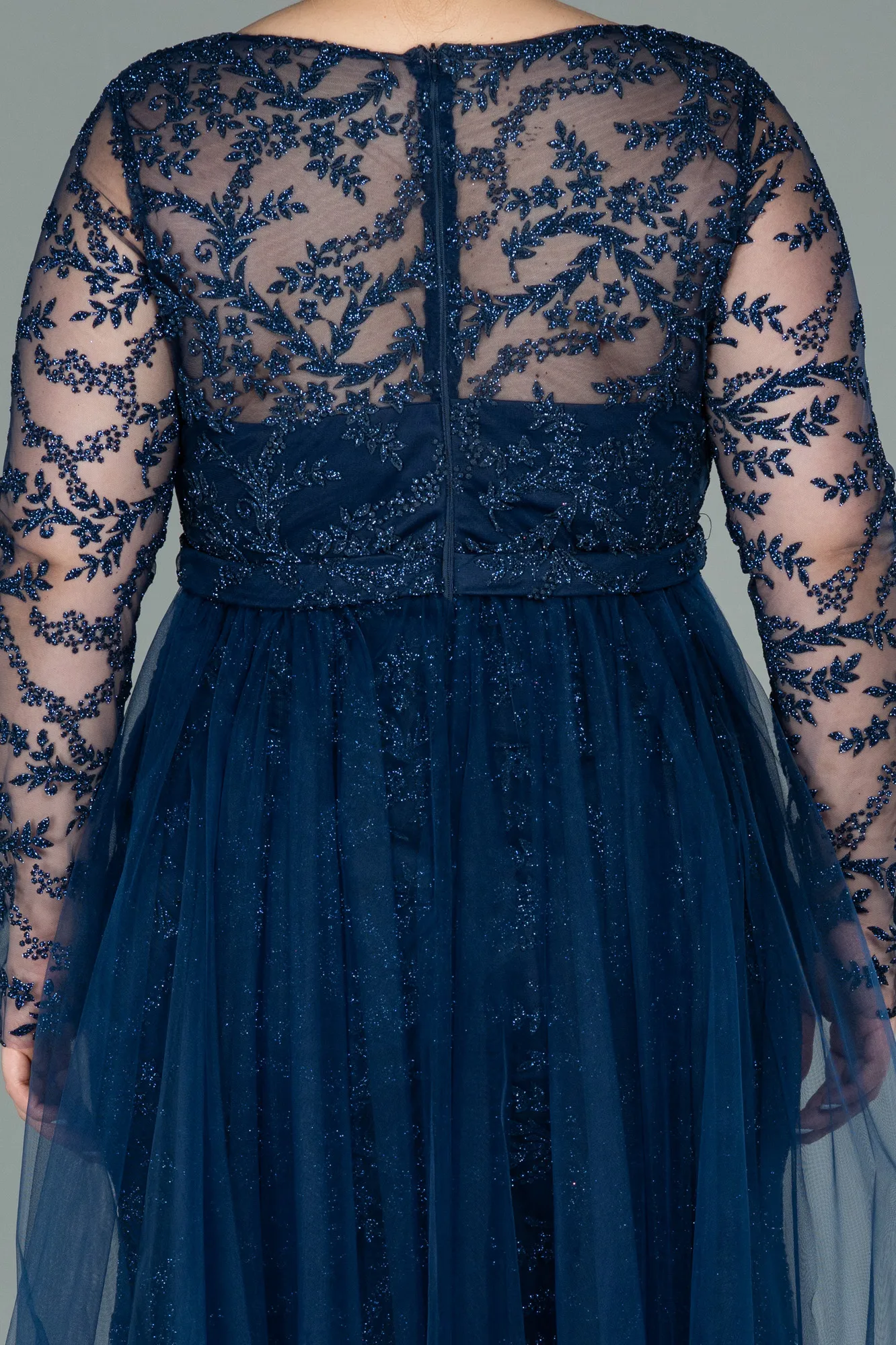 Navy Blue-Long Oversized Evening Dress ABU2238