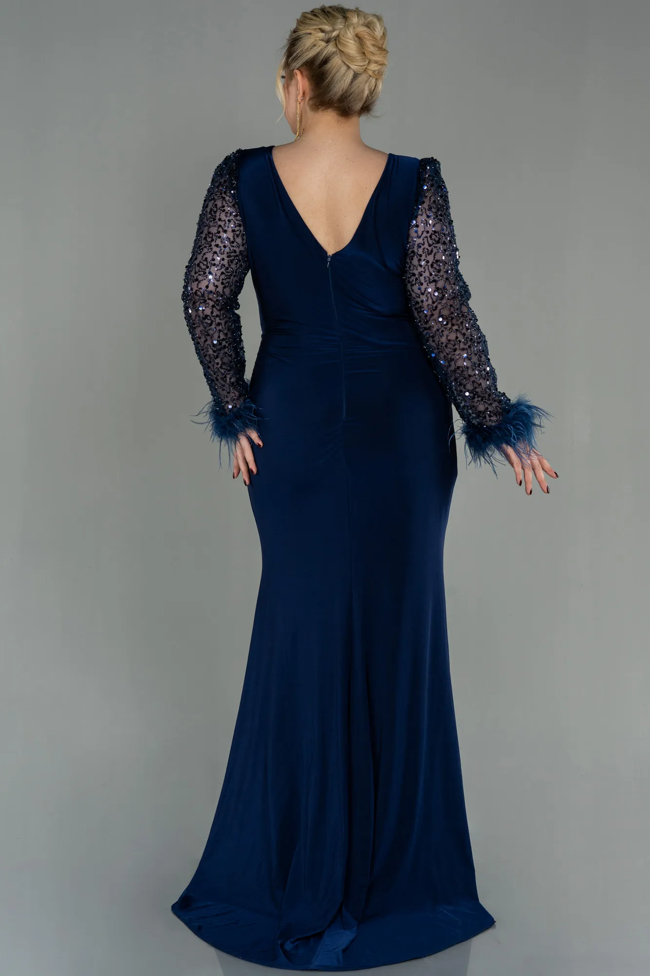 Navy Blue-Long Oversized Evening Dress ABU2976