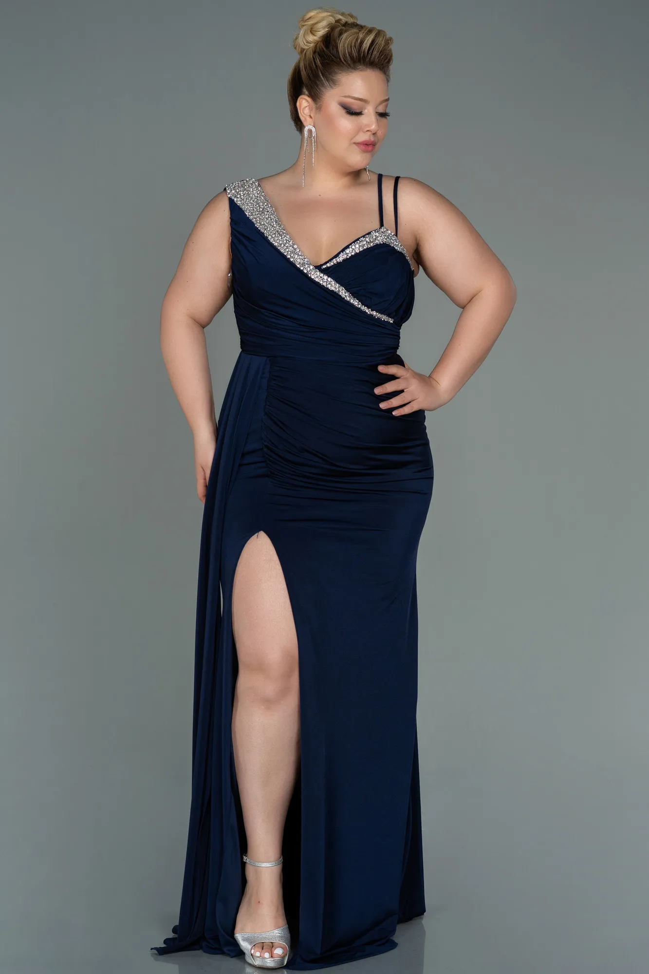 Navy Blue-Long Oversized Evening Dress ABU3148
