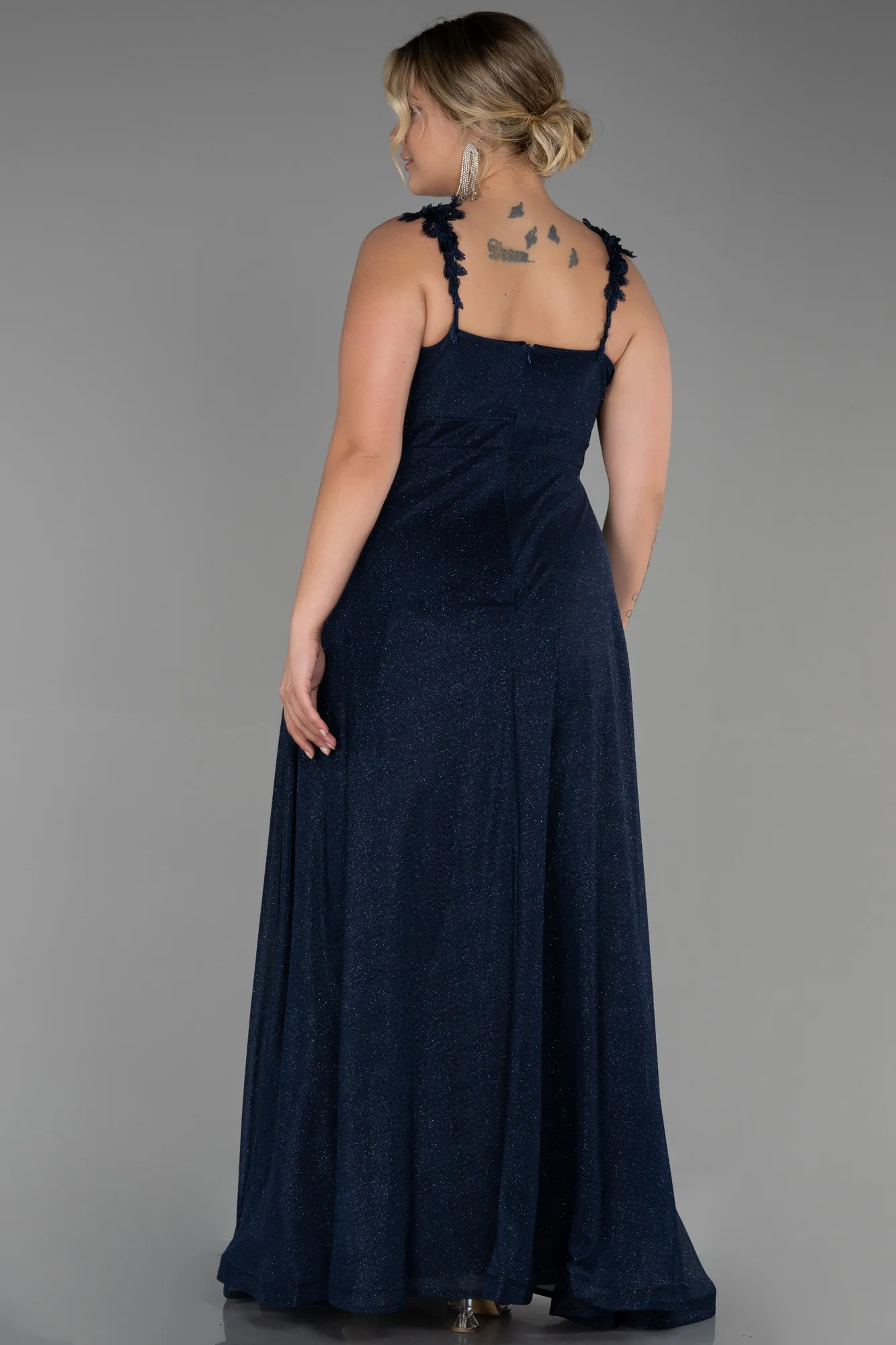 Navy Blue-Long Oversized Evening Dress ABU3174