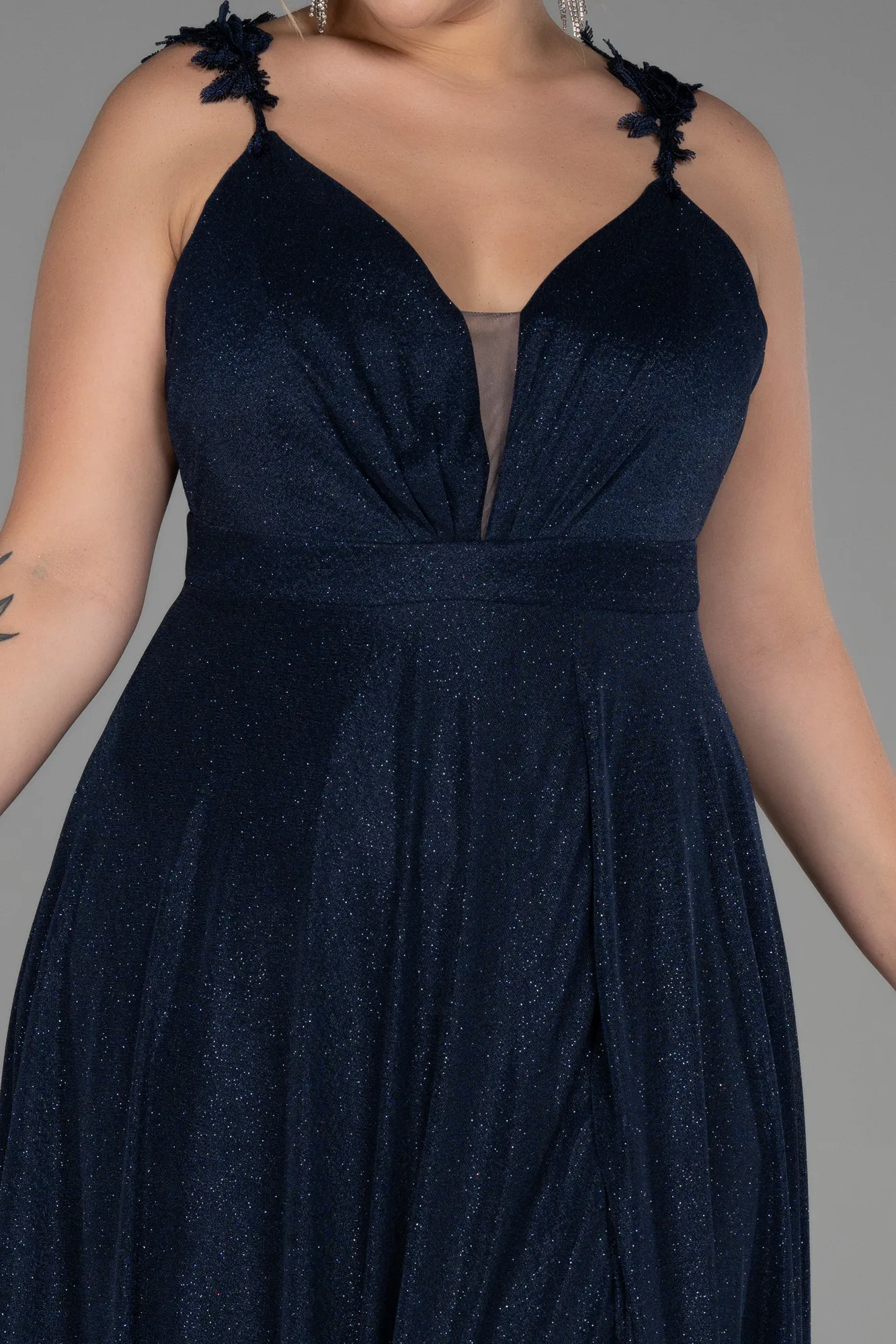 Navy Blue-Long Oversized Evening Dress ABU3174