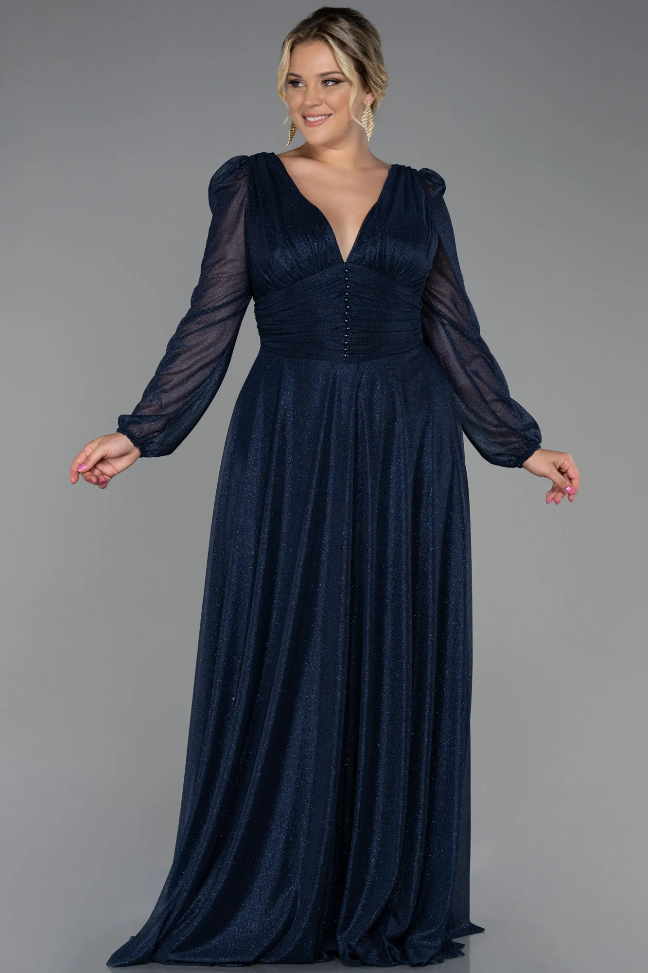 Navy Blue-Long Oversized Evening Dress ABU3218