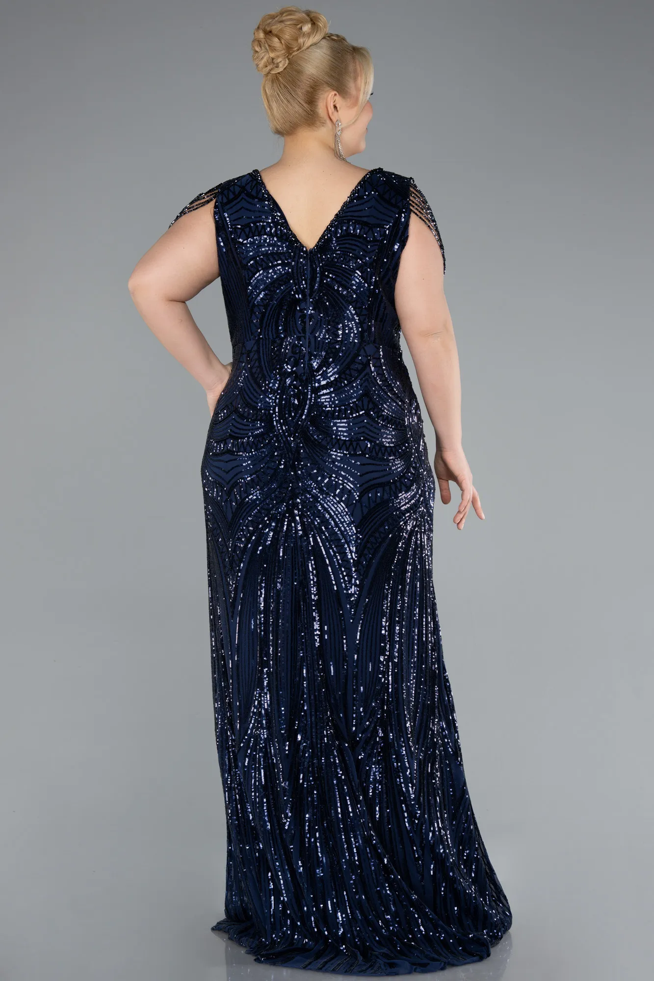 Navy Blue-Long Oversized Evening Dress ABU4952