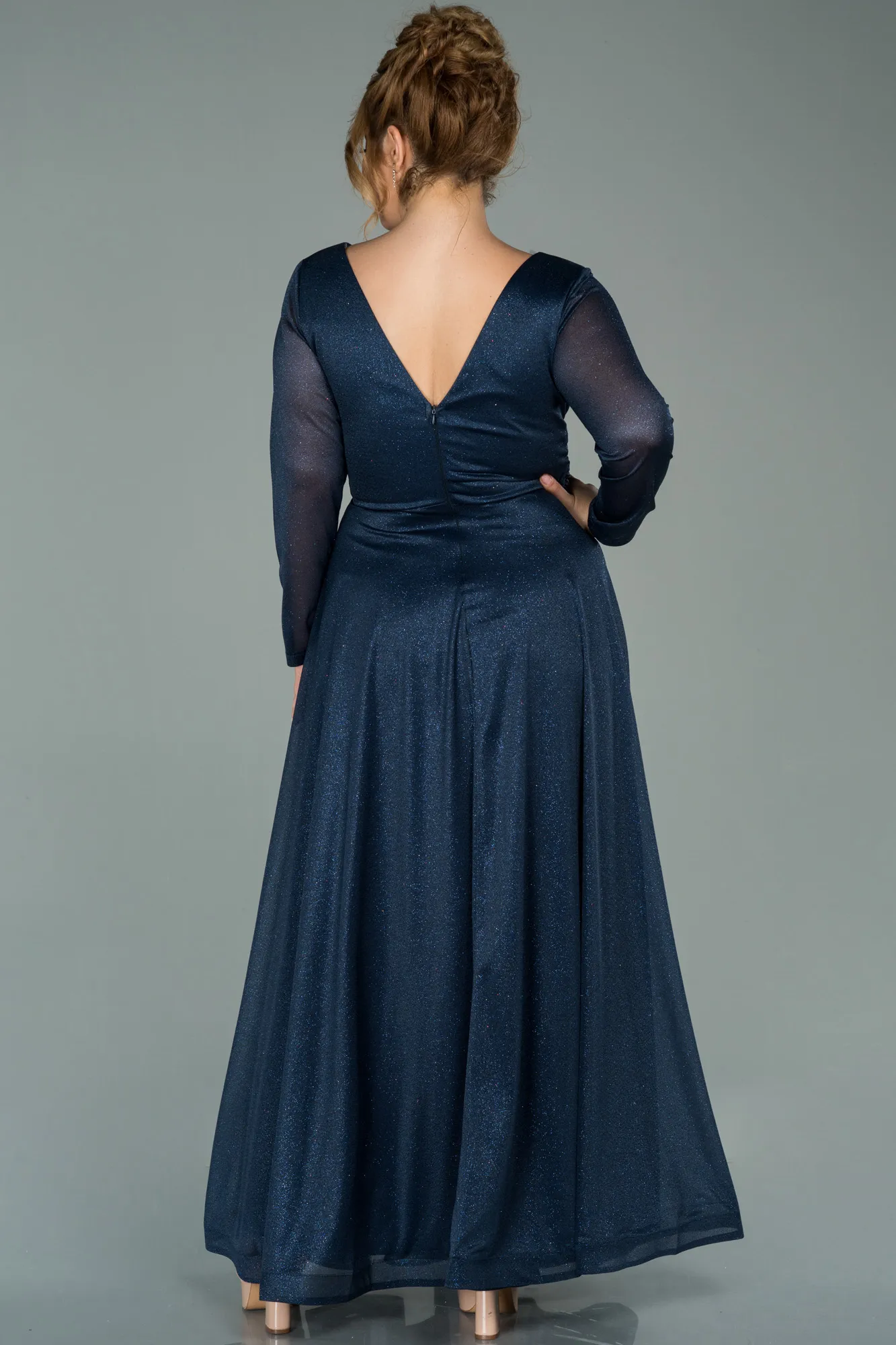 Navy Blue-Long Oversized Evening Dress ABU991