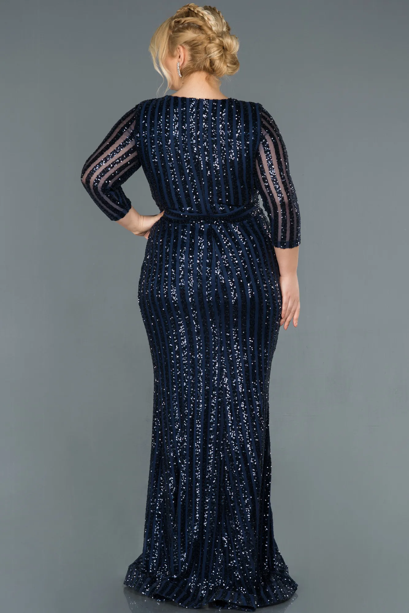 Navy Blue-Long Oversized Mermaid Evening Dress ABU1043