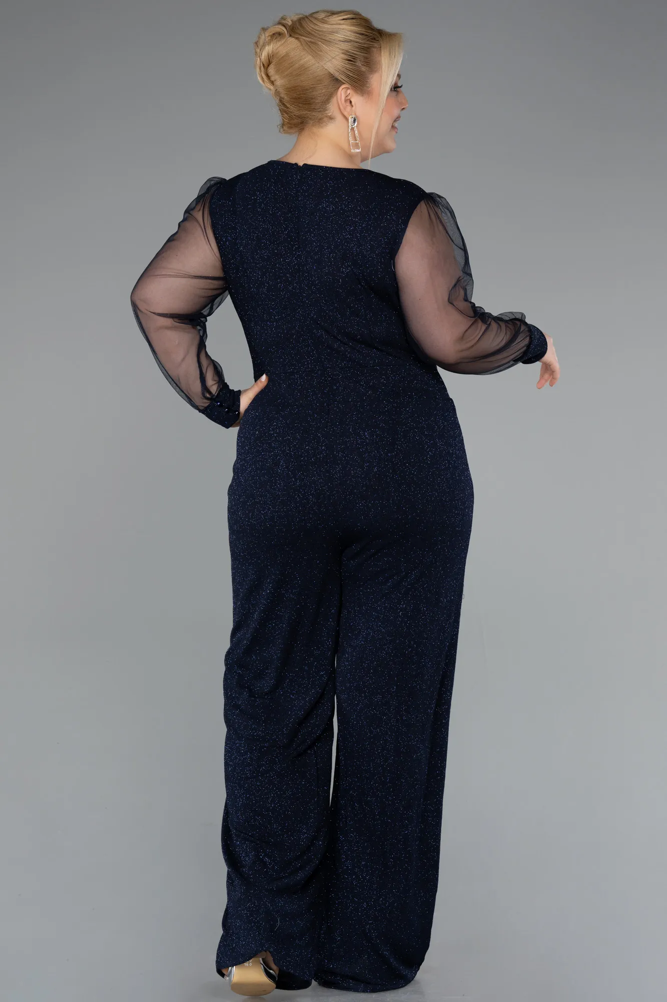 Navy Blue-Long Plus Size Cocktail Dress ABT131
