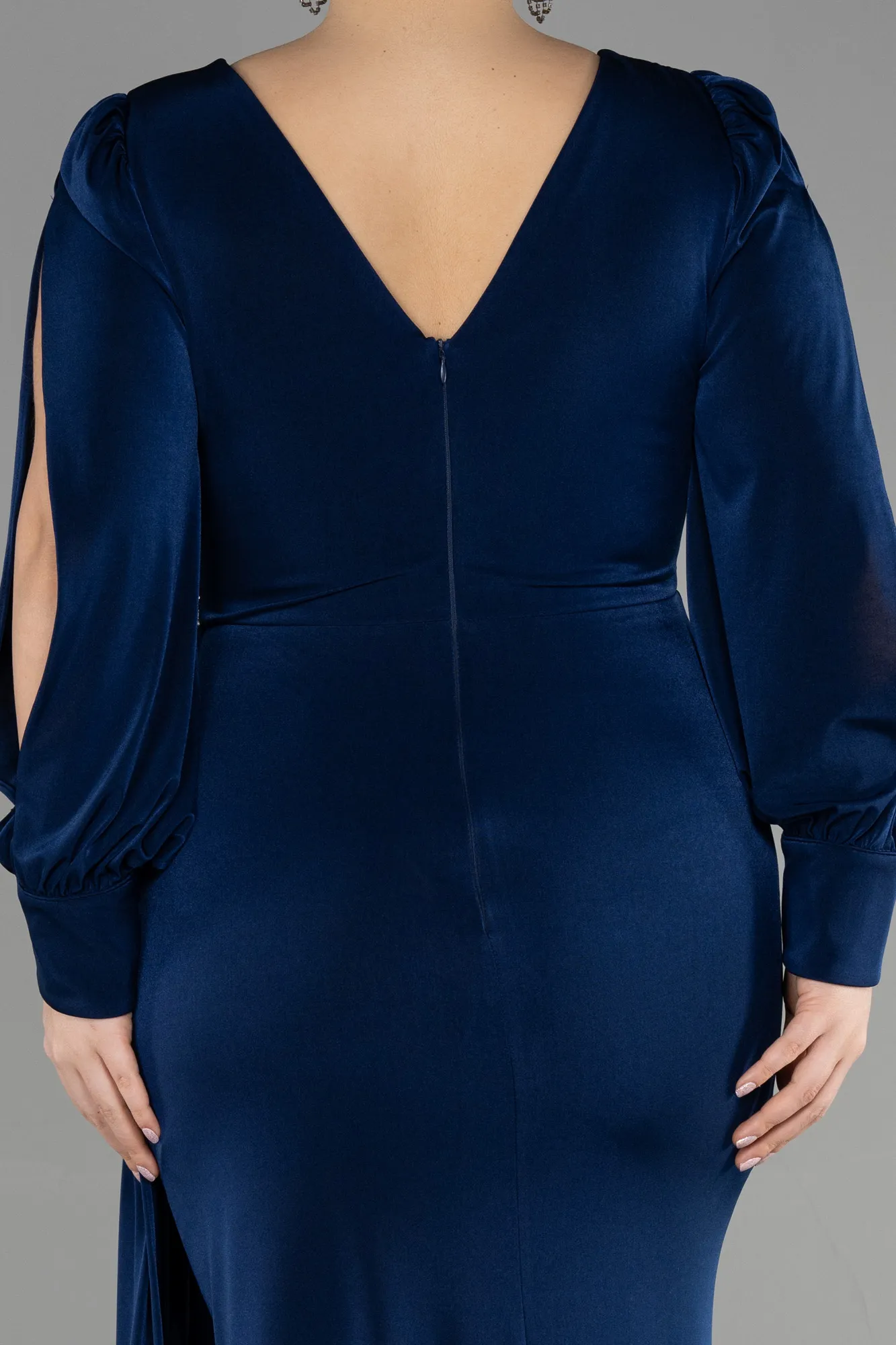 Navy Blue-Long Plus Size Engagement Dress ABU3578
