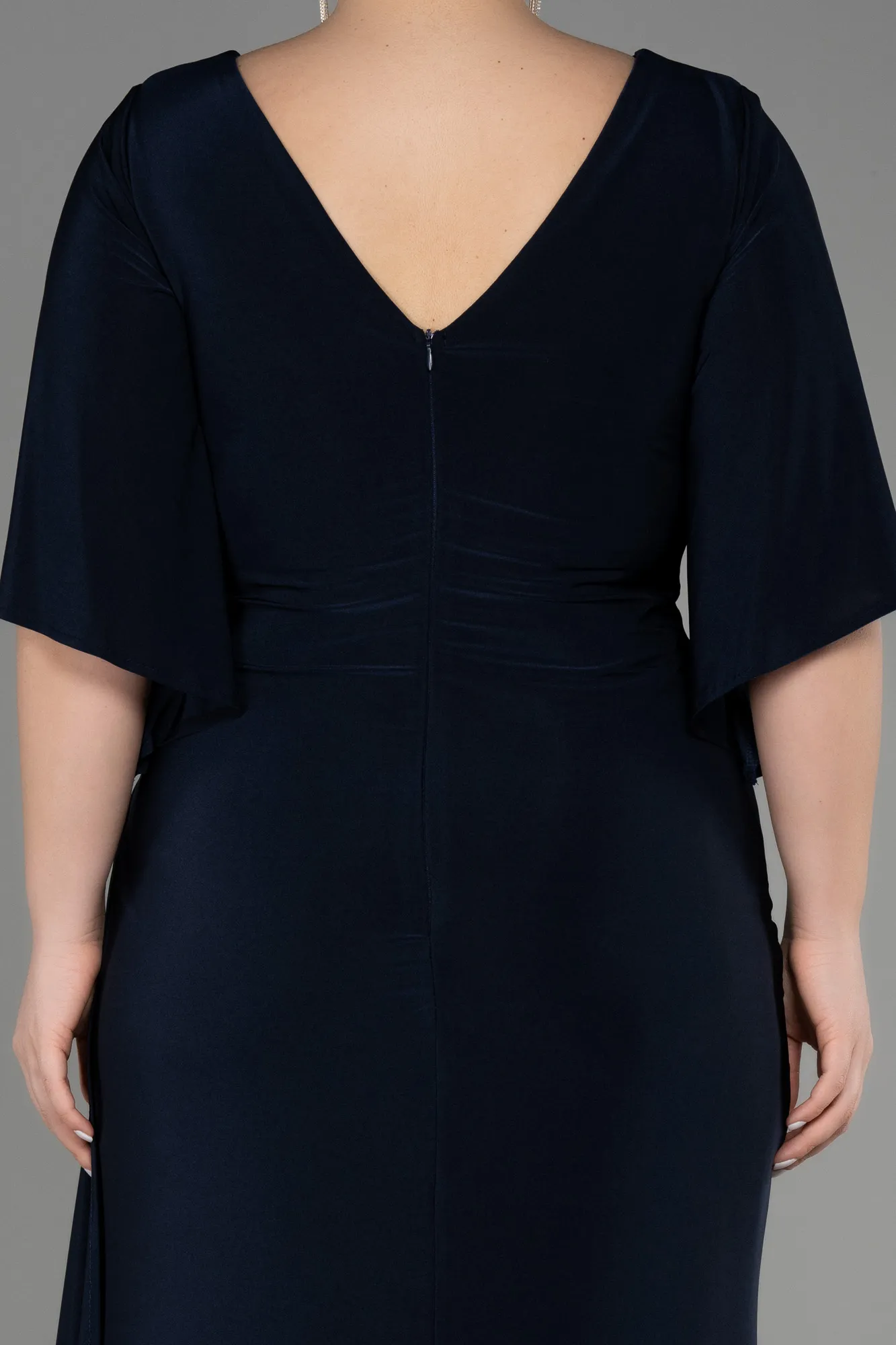 Navy Blue-Long Plus Size Engagement Dress ABU3736