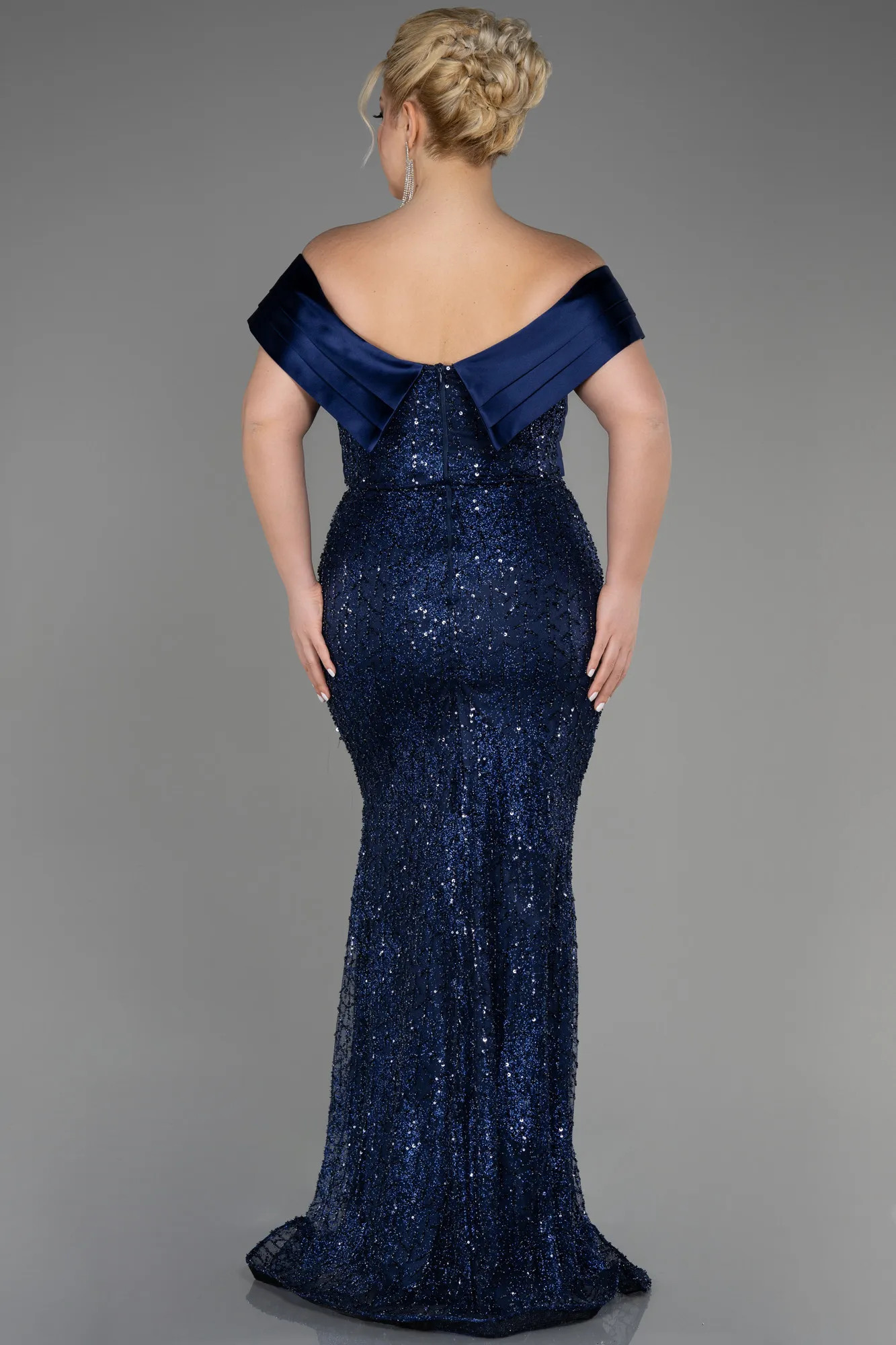 Navy Blue-Long Plus Size Engagement Dress ABU3740