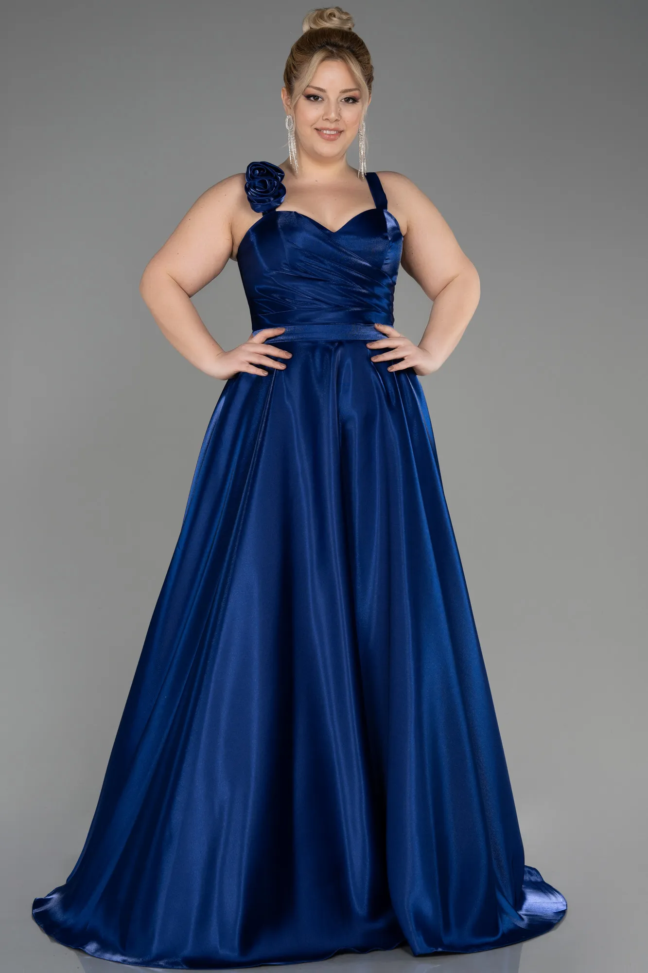Navy Blue-Long Plus Size Engagement Dress ABU3752
