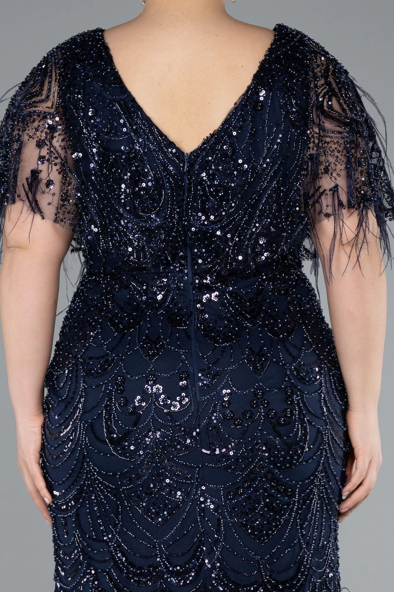 Navy Blue-Long Plus Size Engagement Dress ABU4950