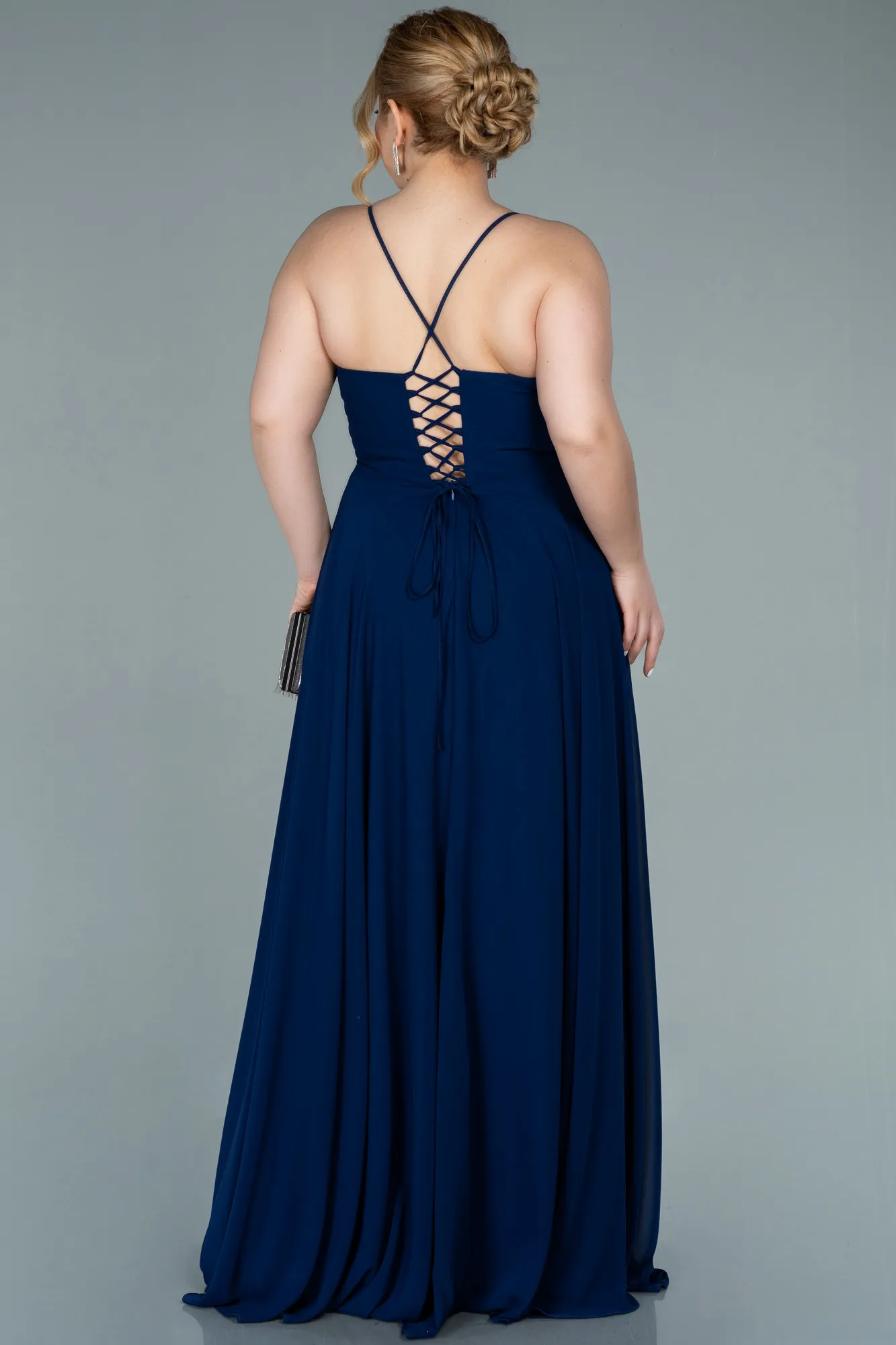 Navy Blue-Long Plus Size Evening Dress ABU1324