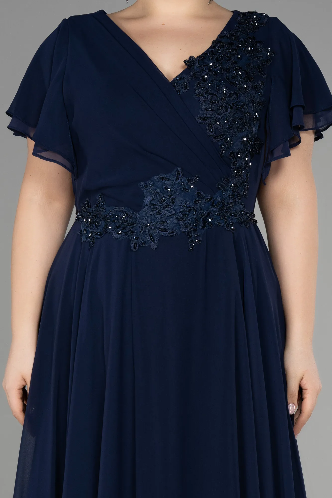 Navy Blue-Long Plus Size Evening Dress ABU1562