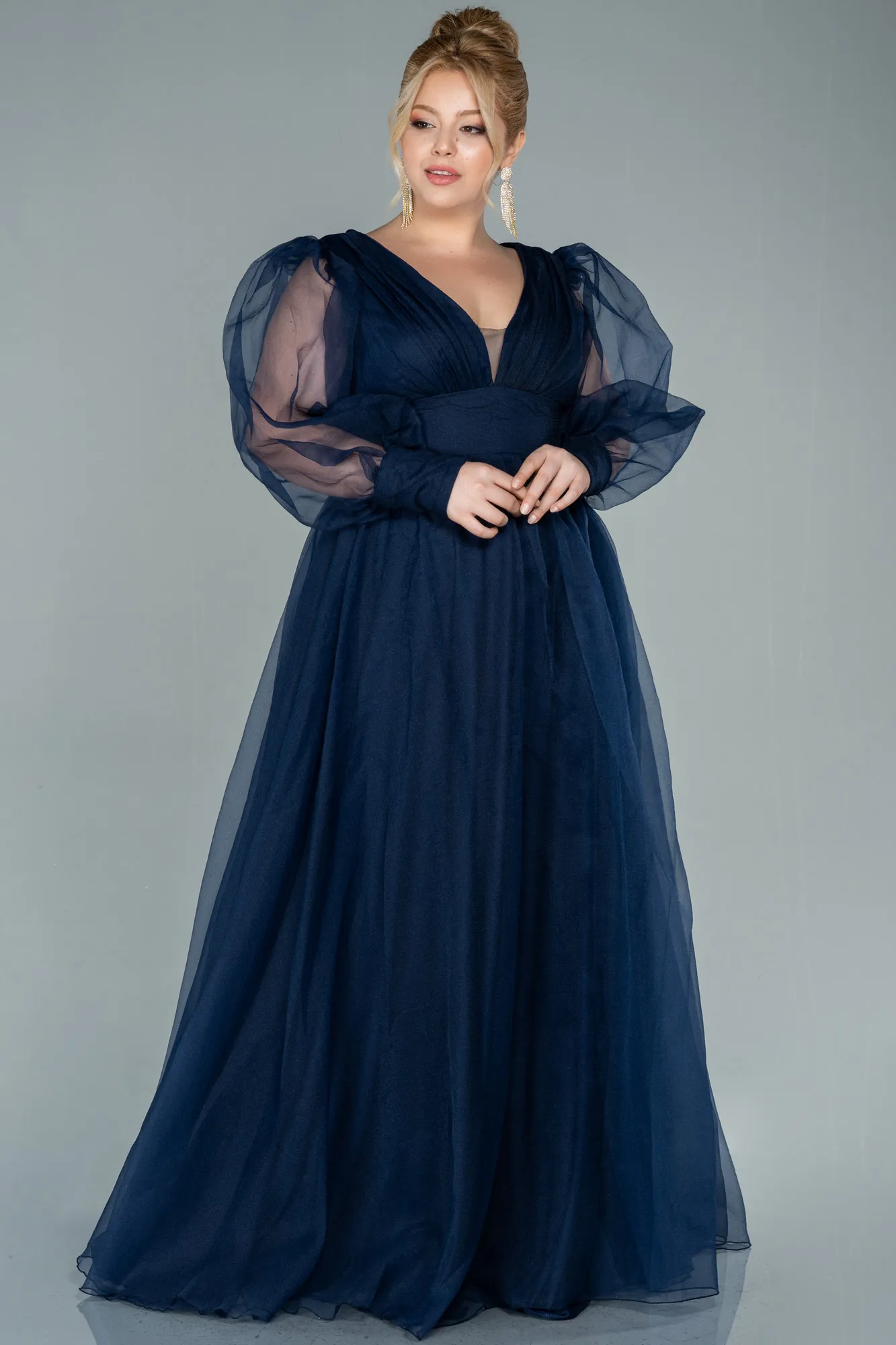 Navy Blue-Long Plus Size Evening Dress ABU1617