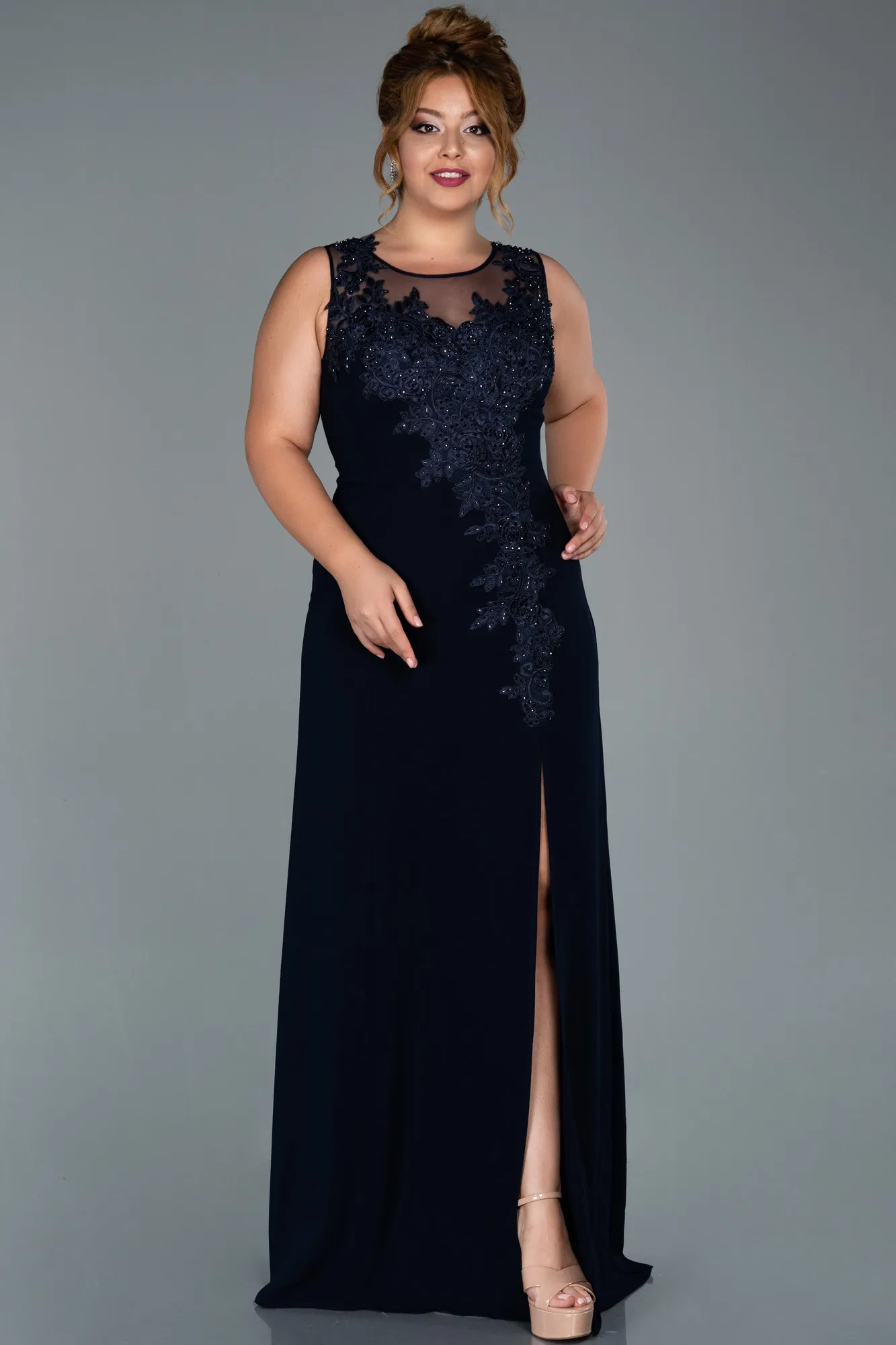 Navy Blue-Long Plus Size Evening Dress ABU1870