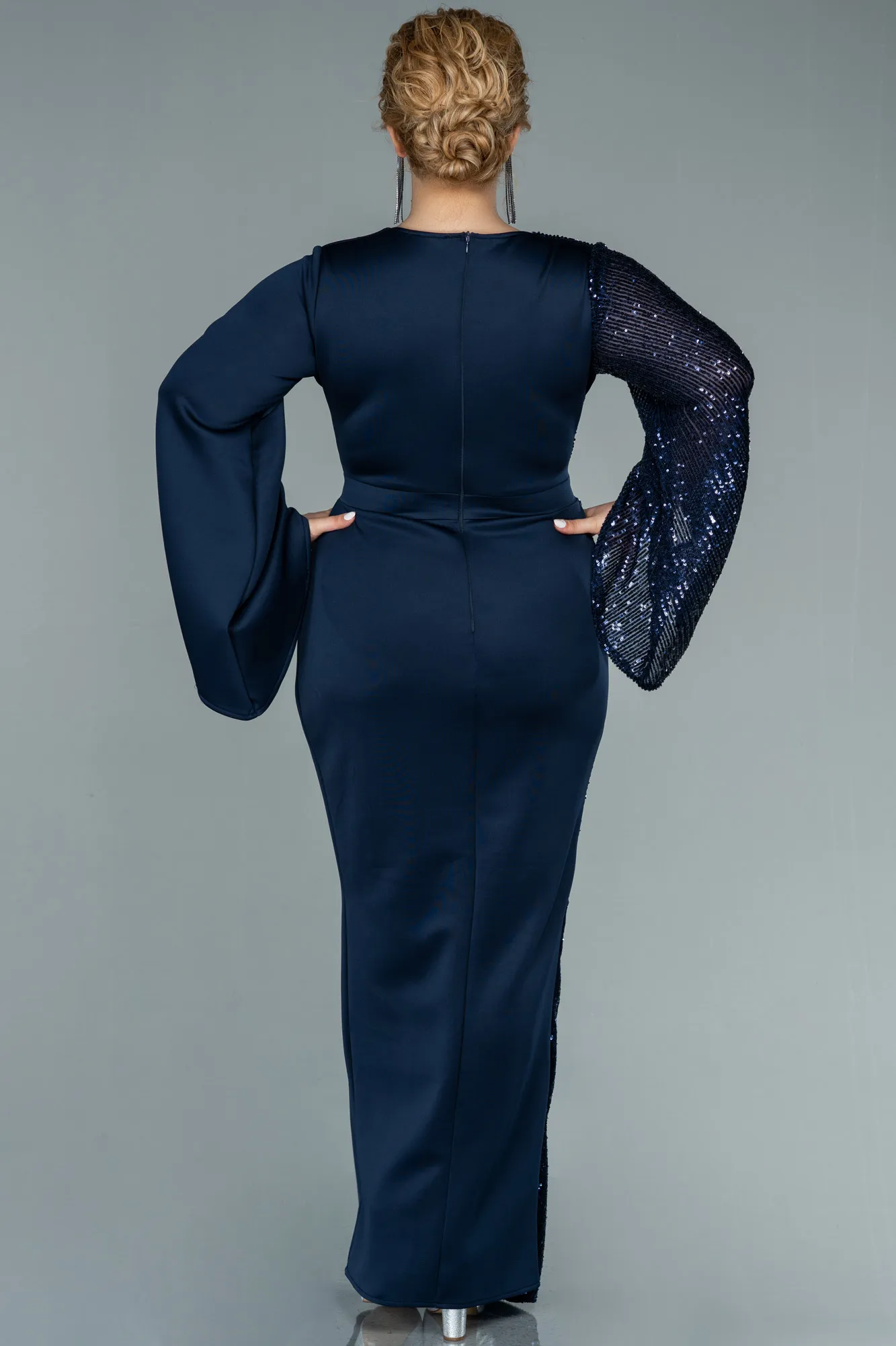 Navy Blue-Long Plus Size Evening Dress ABU2149