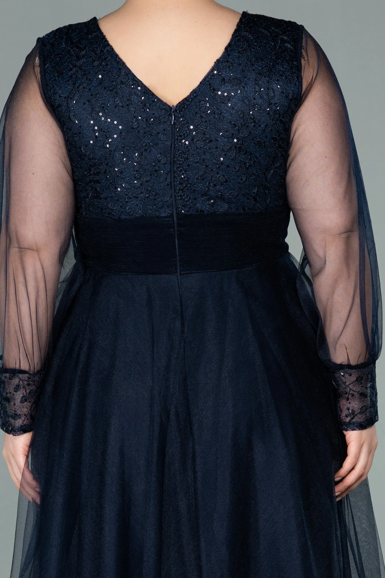 Navy Blue-Long Plus Size Evening Dress ABU2196