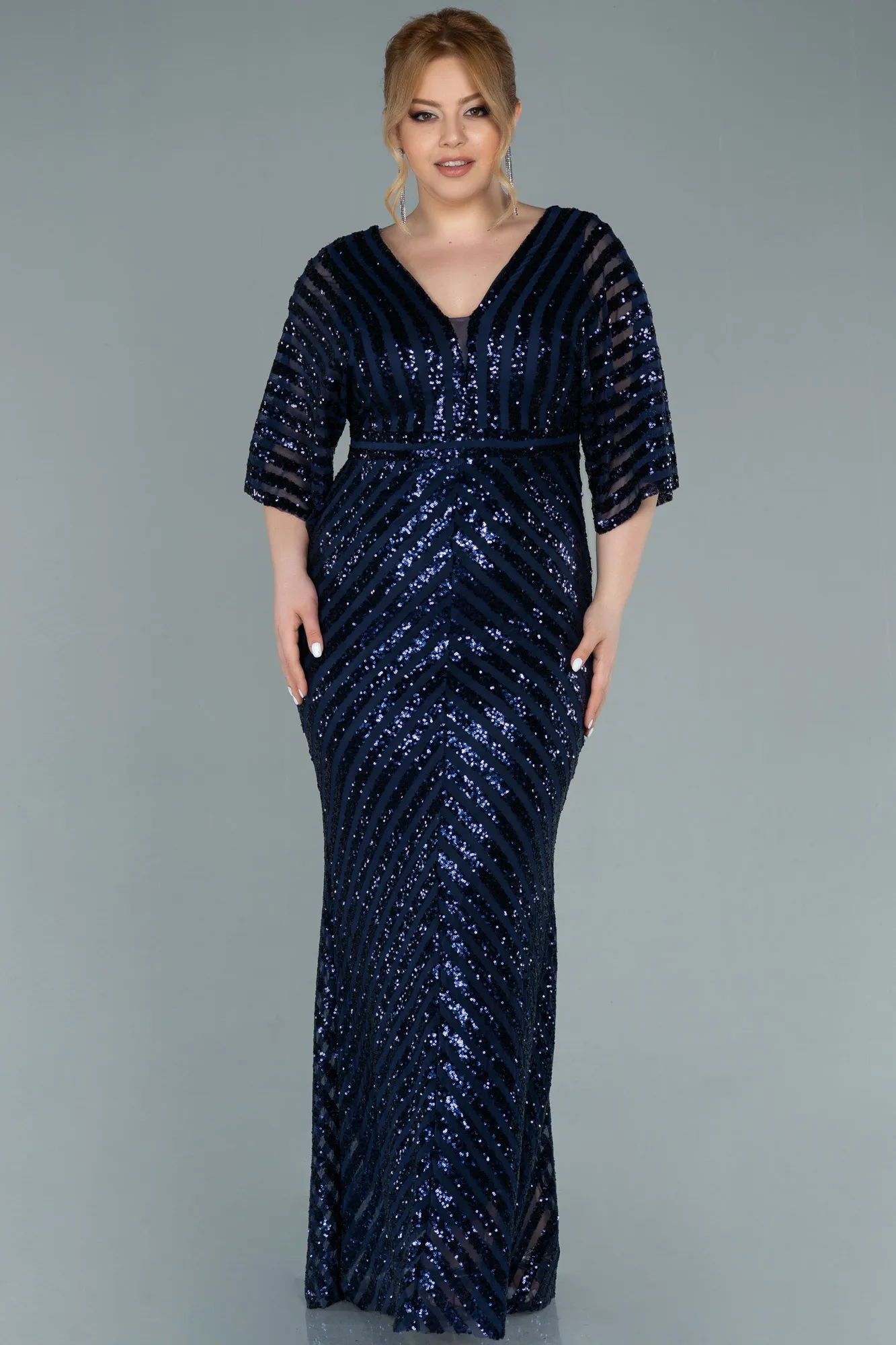 Navy Blue-Long Plus Size Evening Dress ABU2309
