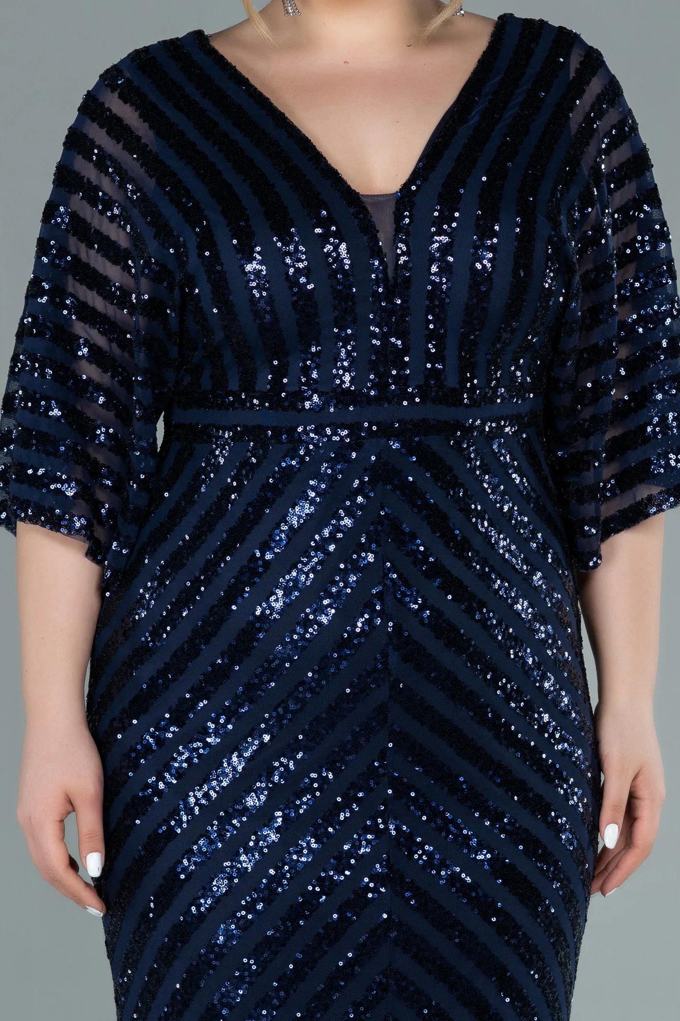 Navy Blue-Long Plus Size Evening Dress ABU2309