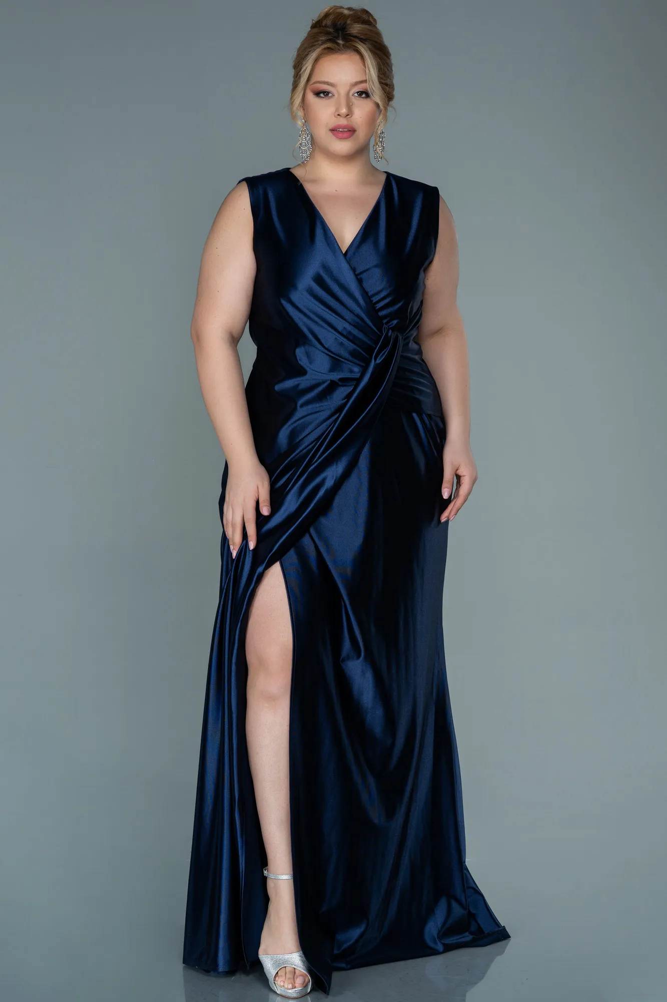 Navy Blue-Long Plus Size Evening Dress ABU2366
