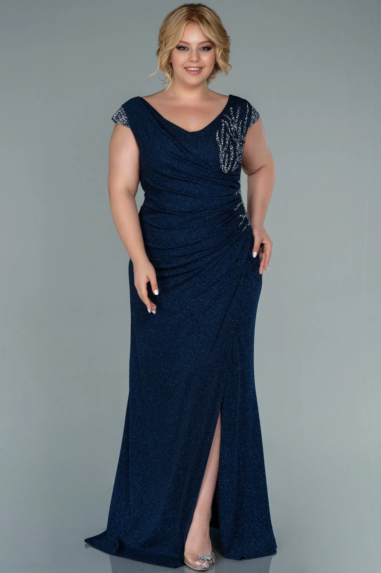 Navy Blue-Long Plus Size Evening Dress ABU2438