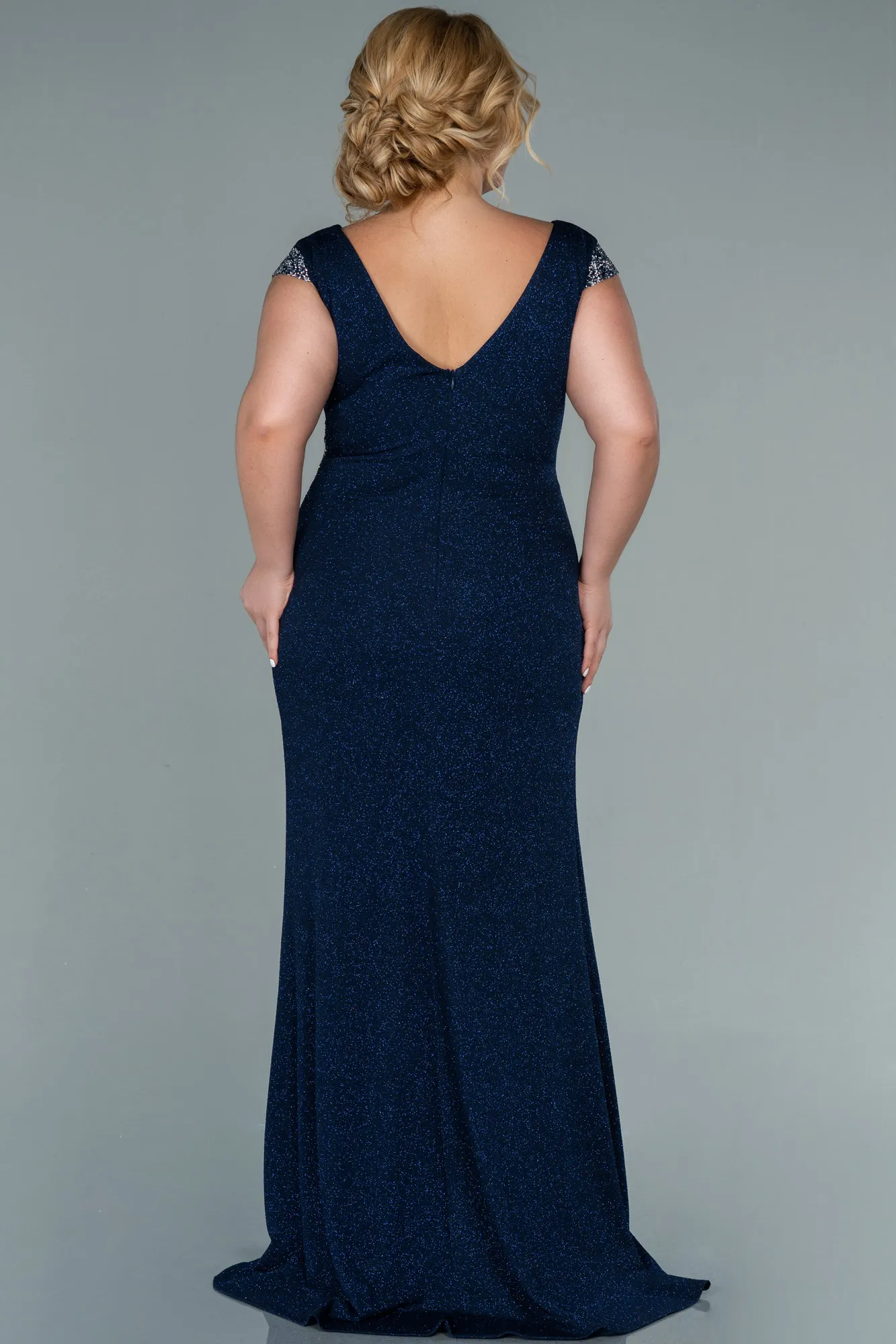 Navy Blue-Long Plus Size Evening Dress ABU2438