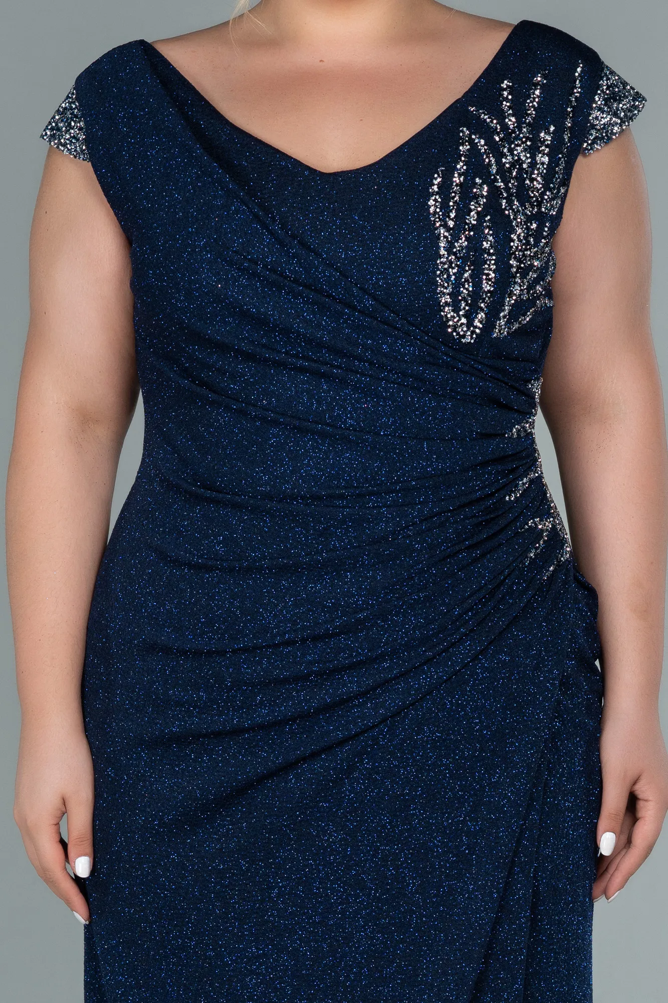 Navy Blue-Long Plus Size Evening Dress ABU2438
