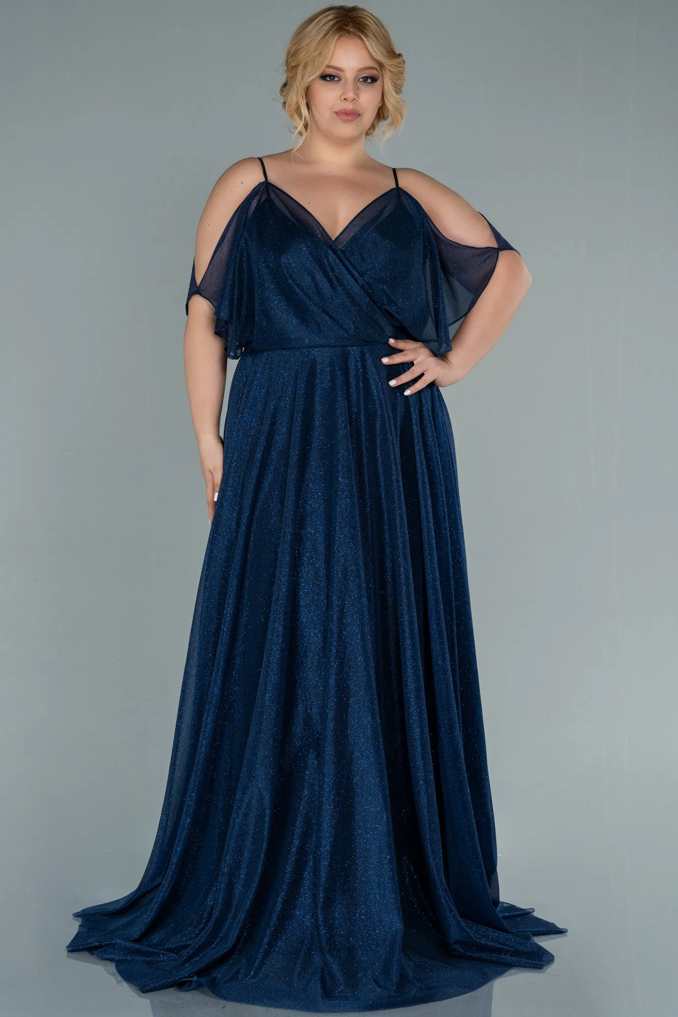 Navy Blue-Long Plus Size Evening Dress ABU2487