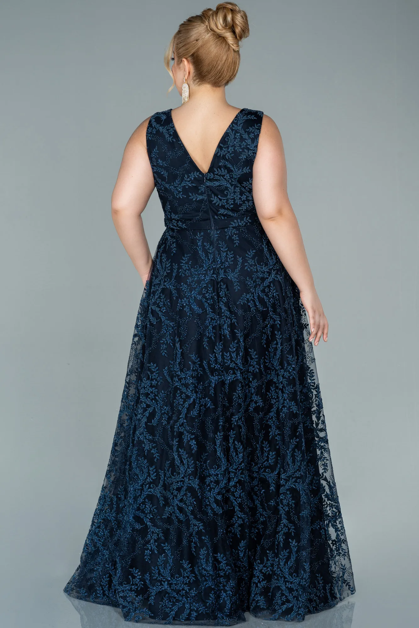 Navy Blue-Long Plus Size Evening Dress ABU2537
