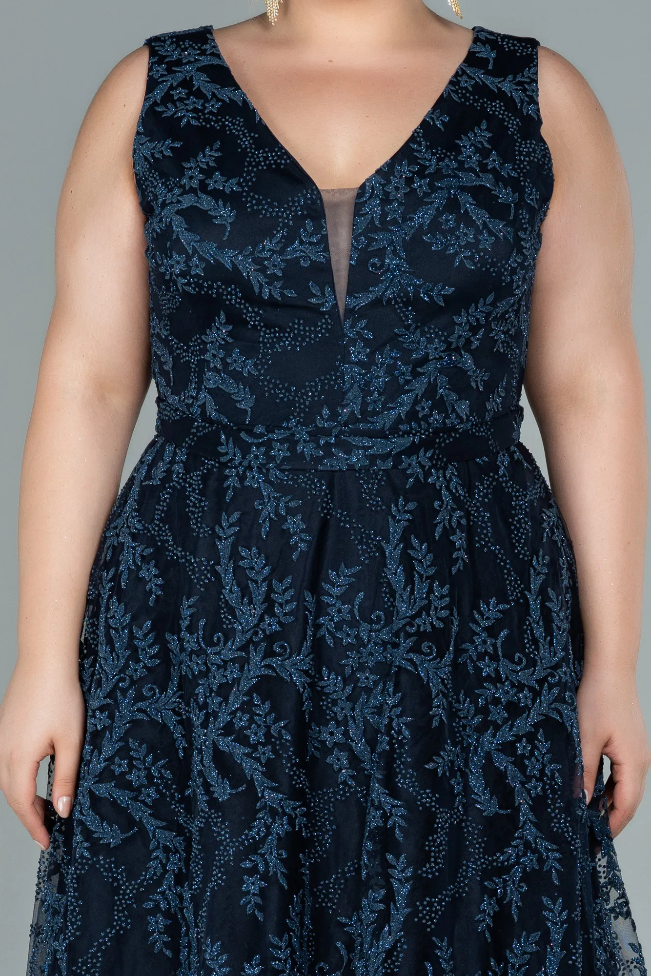 Navy Blue-Long Plus Size Evening Dress ABU2537