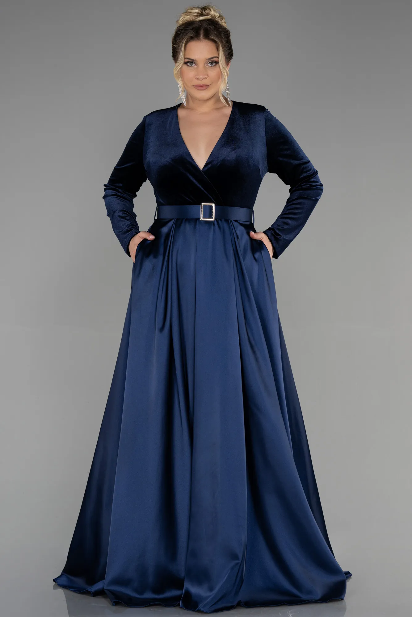 Navy Blue-Long Plus Size Evening Dress ABU2615