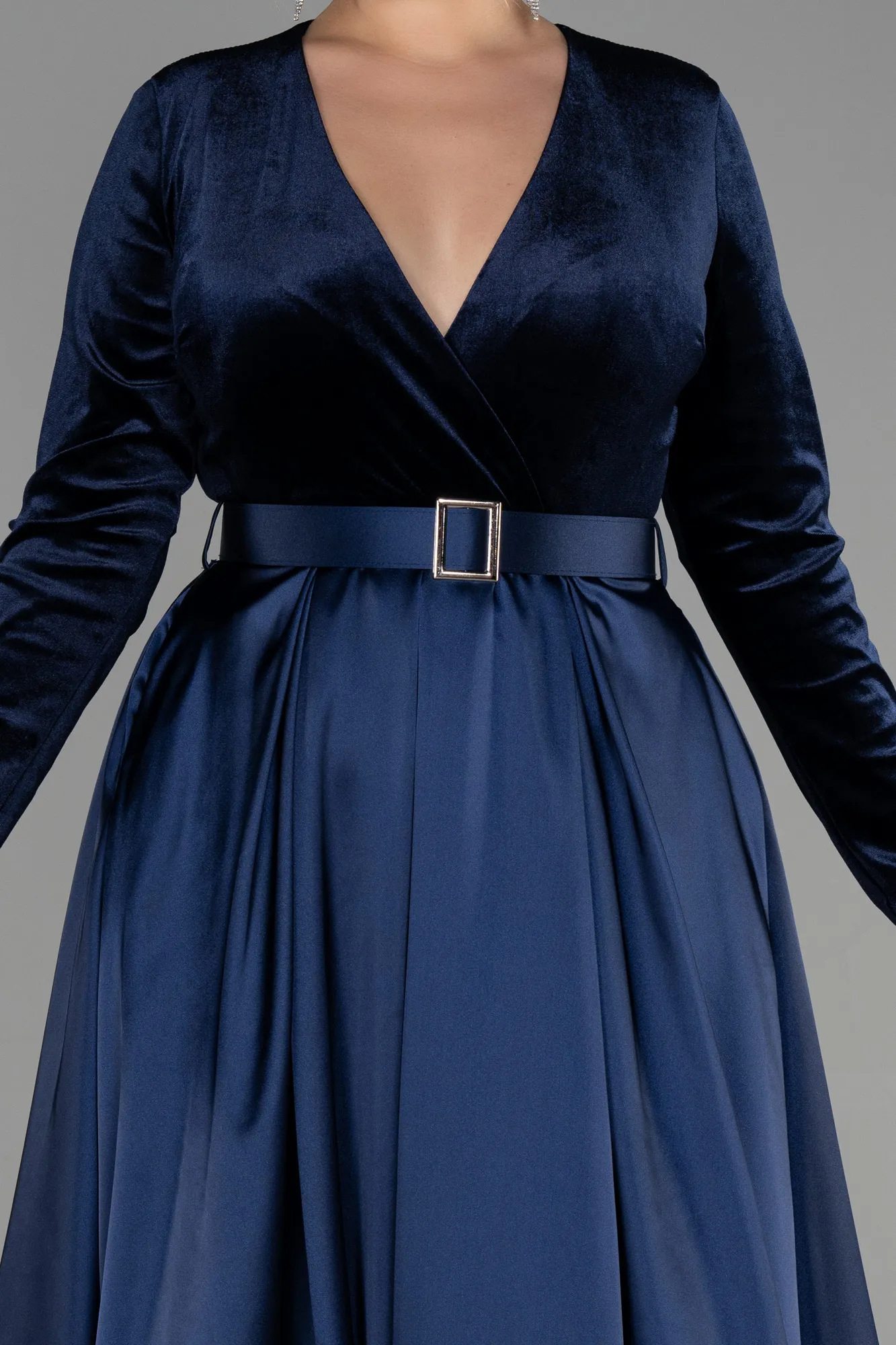 Navy Blue-Long Plus Size Evening Dress ABU2615