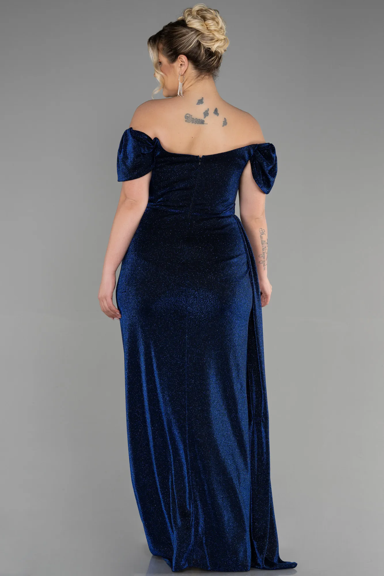Navy Blue-Long Plus Size Evening Dress ABU2658