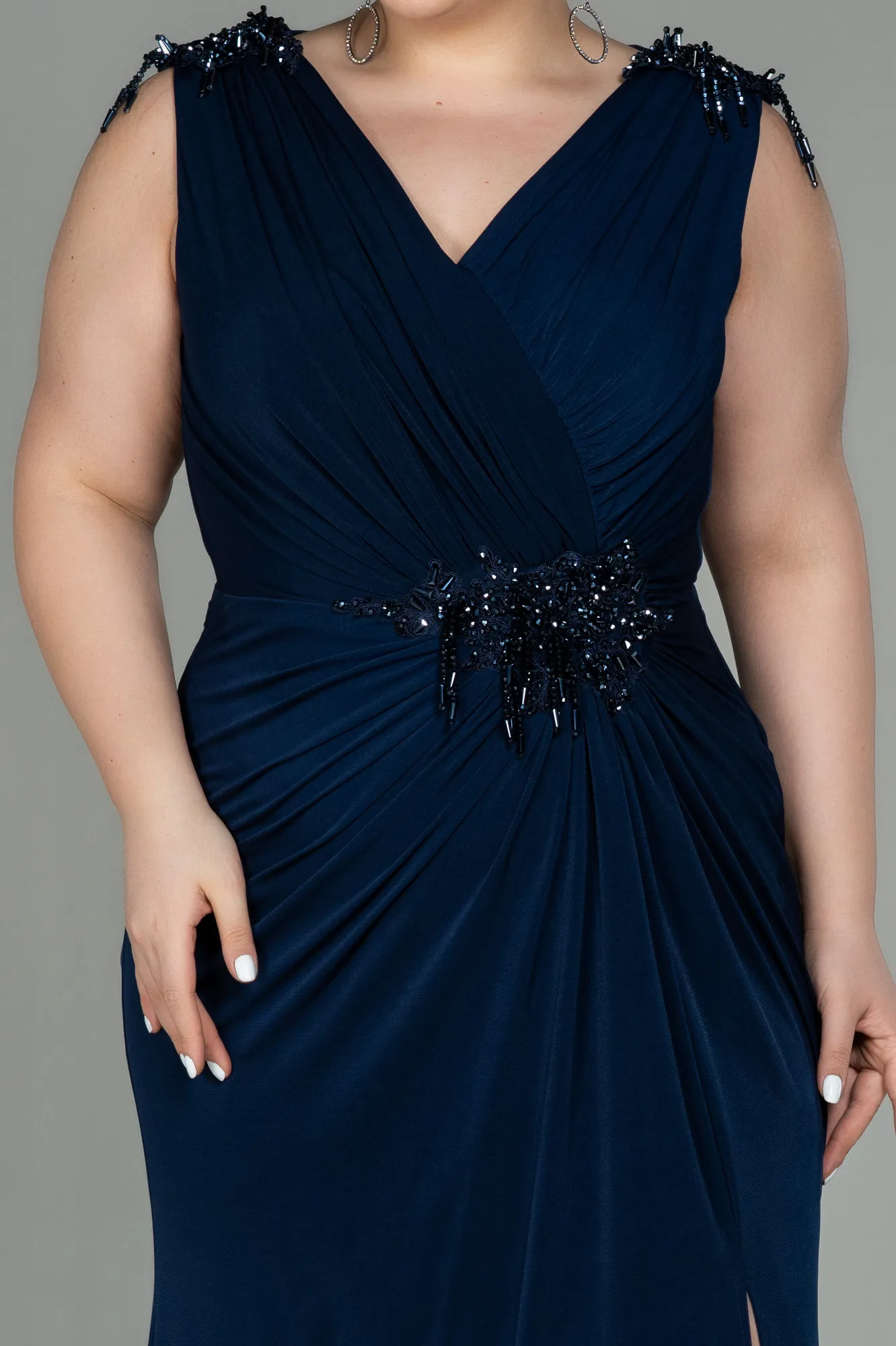 Navy Blue-Long Plus Size Evening Dress ABU2854