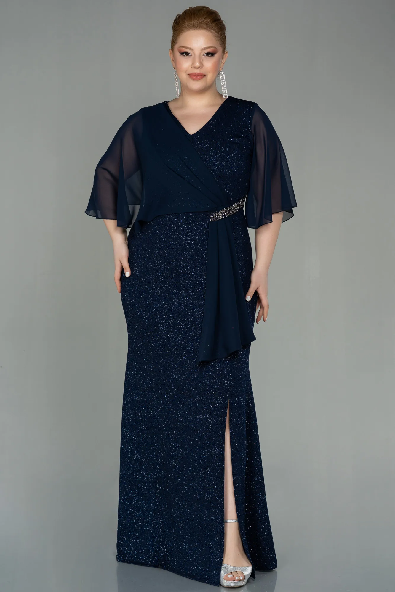 Navy Blue-Long Plus Size Evening Dress ABU2857