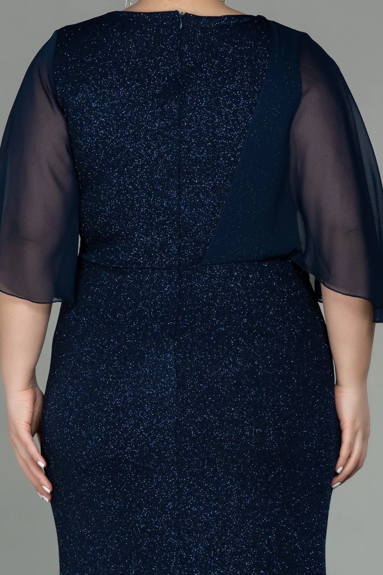 Navy Blue-Long Plus Size Evening Dress ABU2857