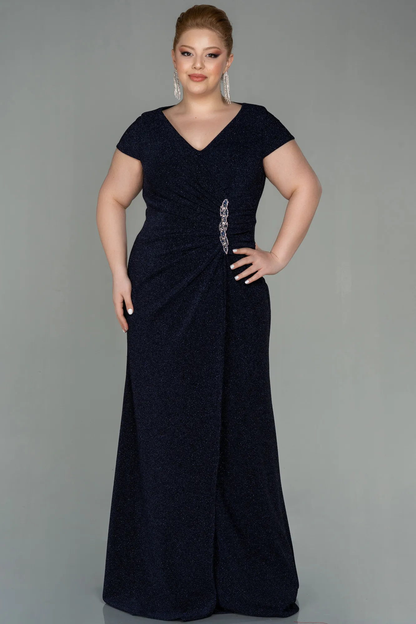 Navy Blue-Long Plus Size Evening Dress ABU2870