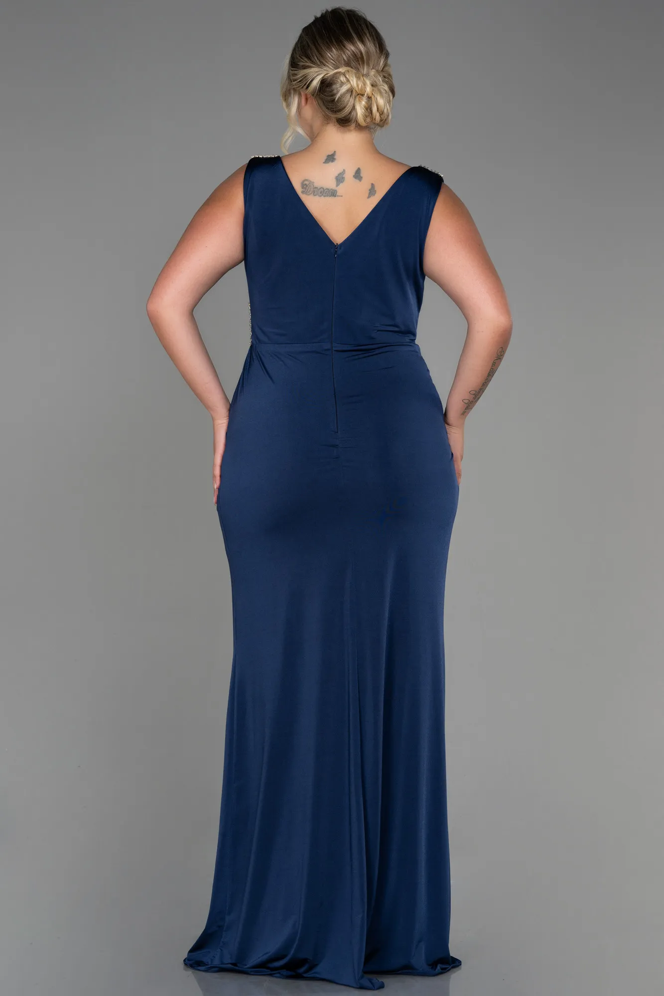 Navy Blue-Long Plus Size Evening Dress ABU2931