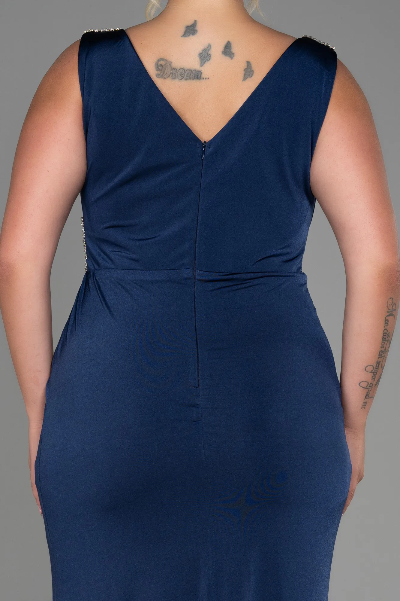 Navy Blue-Long Plus Size Evening Dress ABU2931